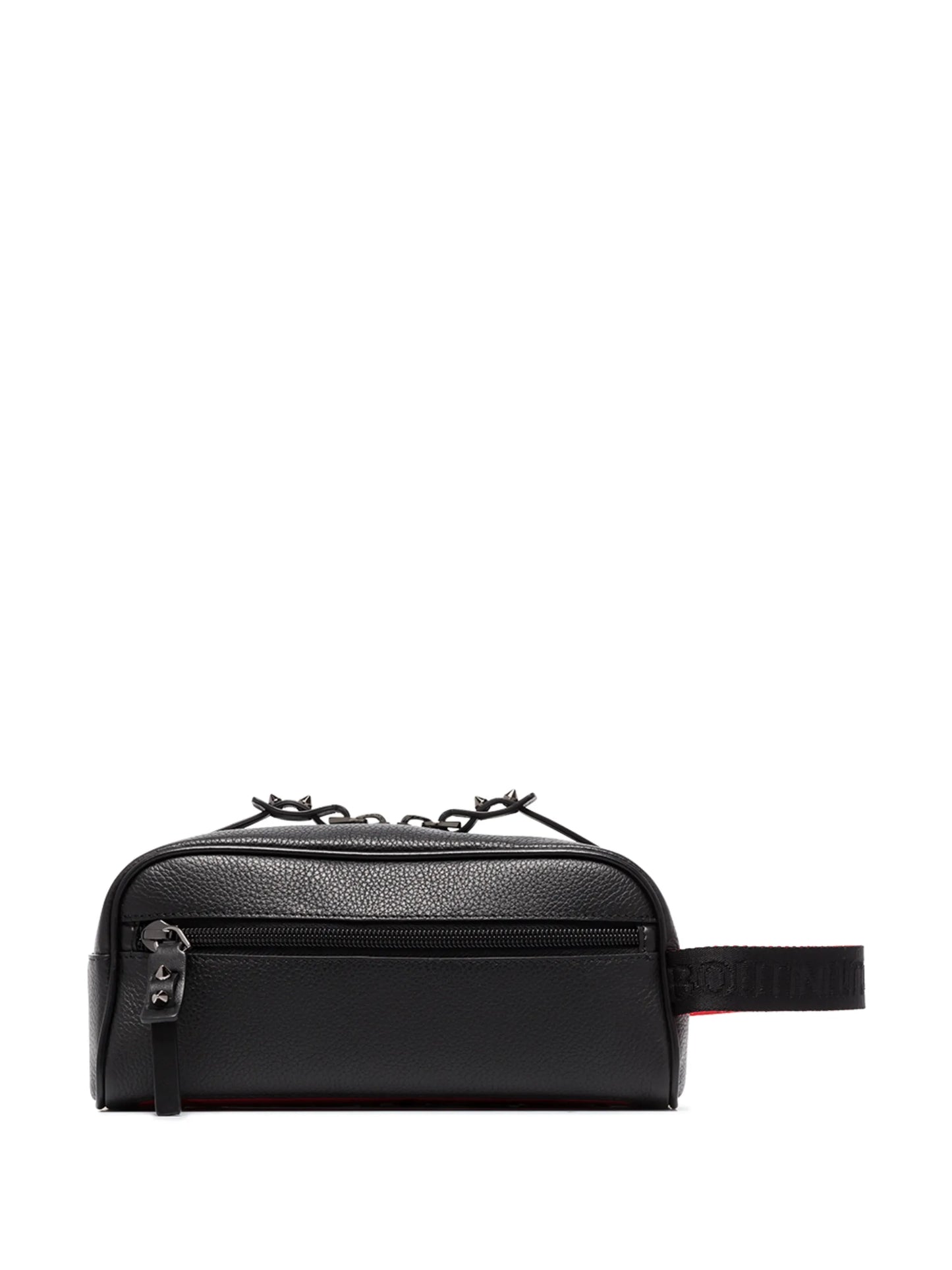 grained leather zip wash bag