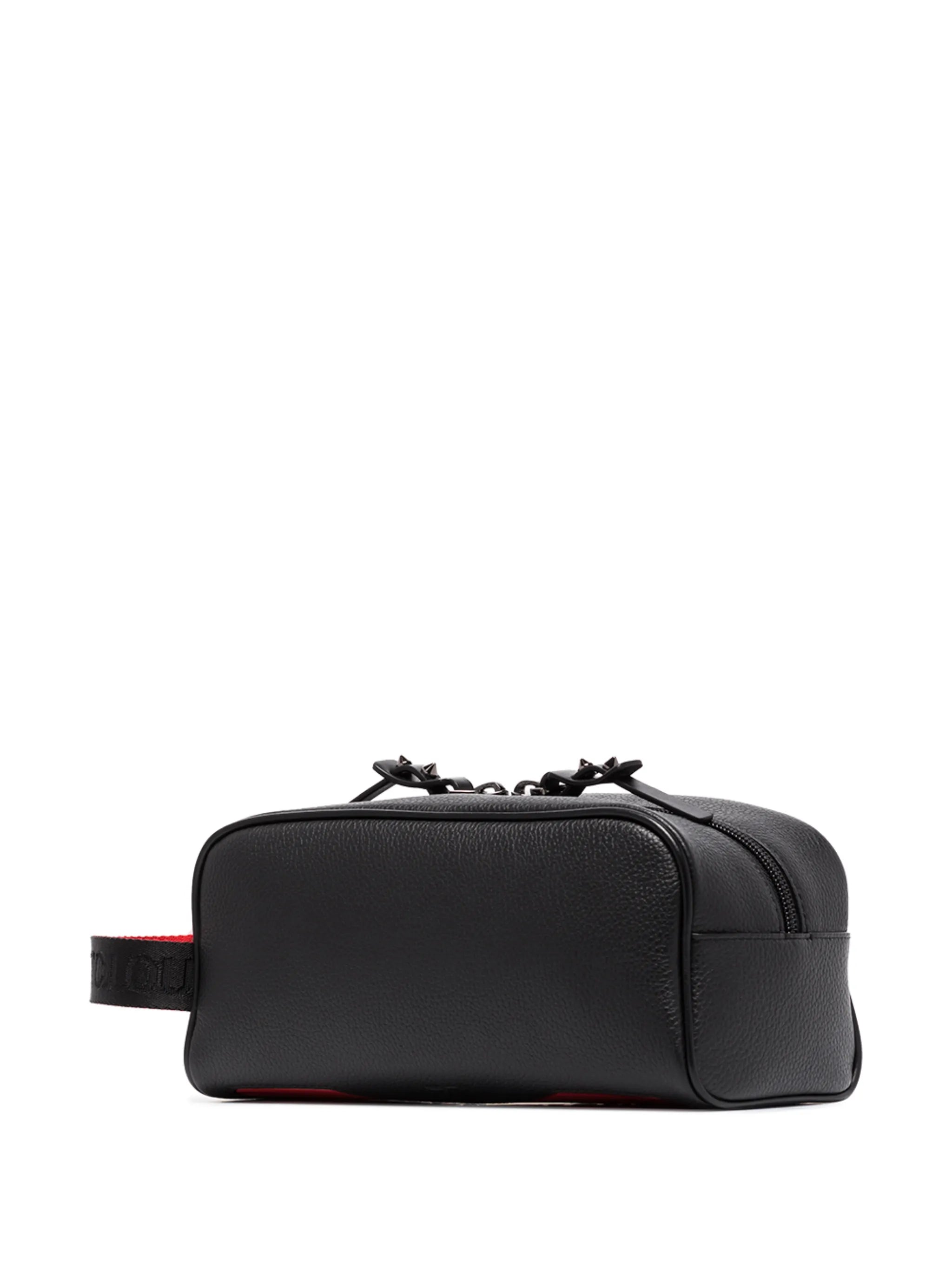 grained leather zip wash bag