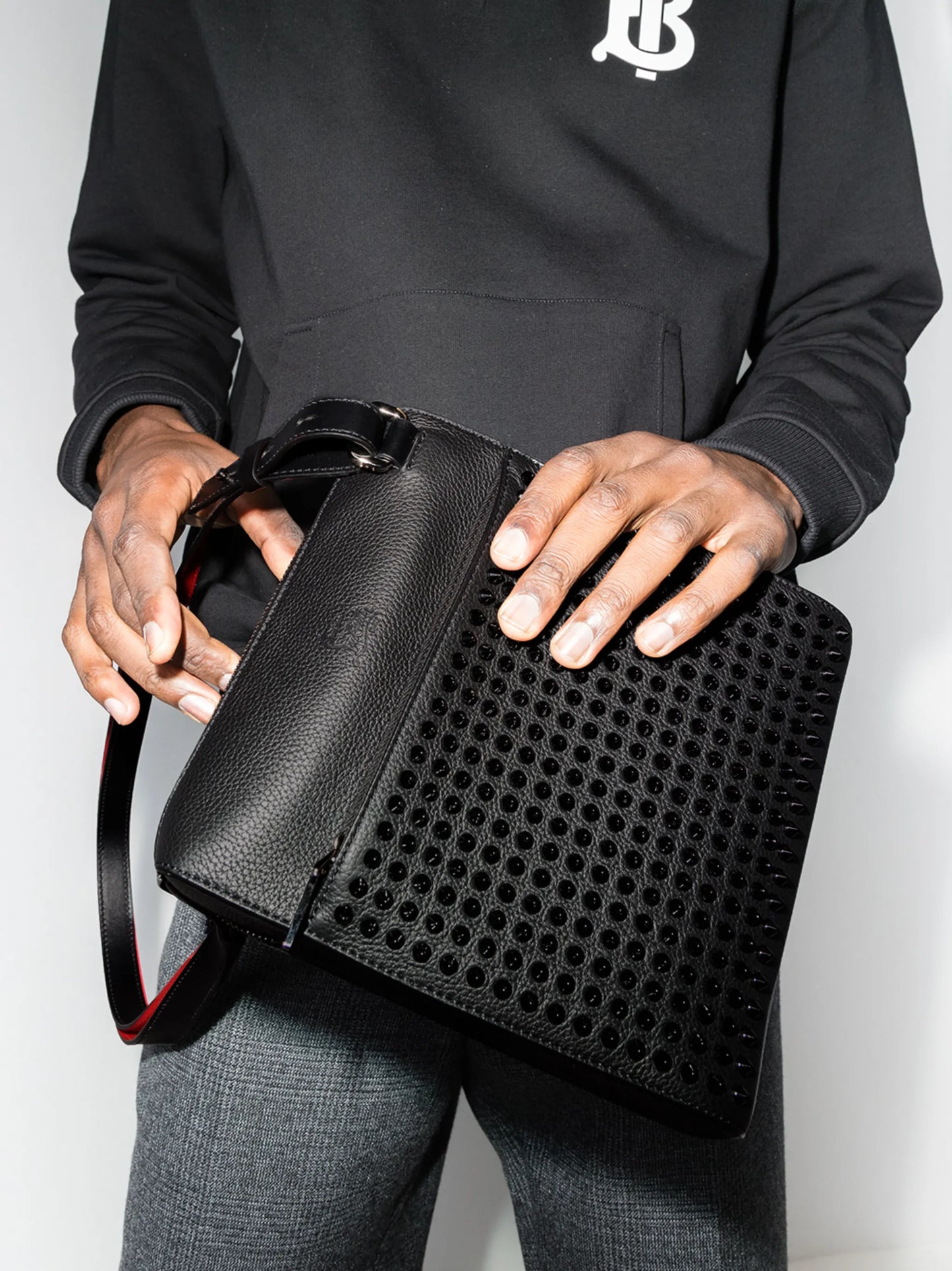 studded front messenger bag