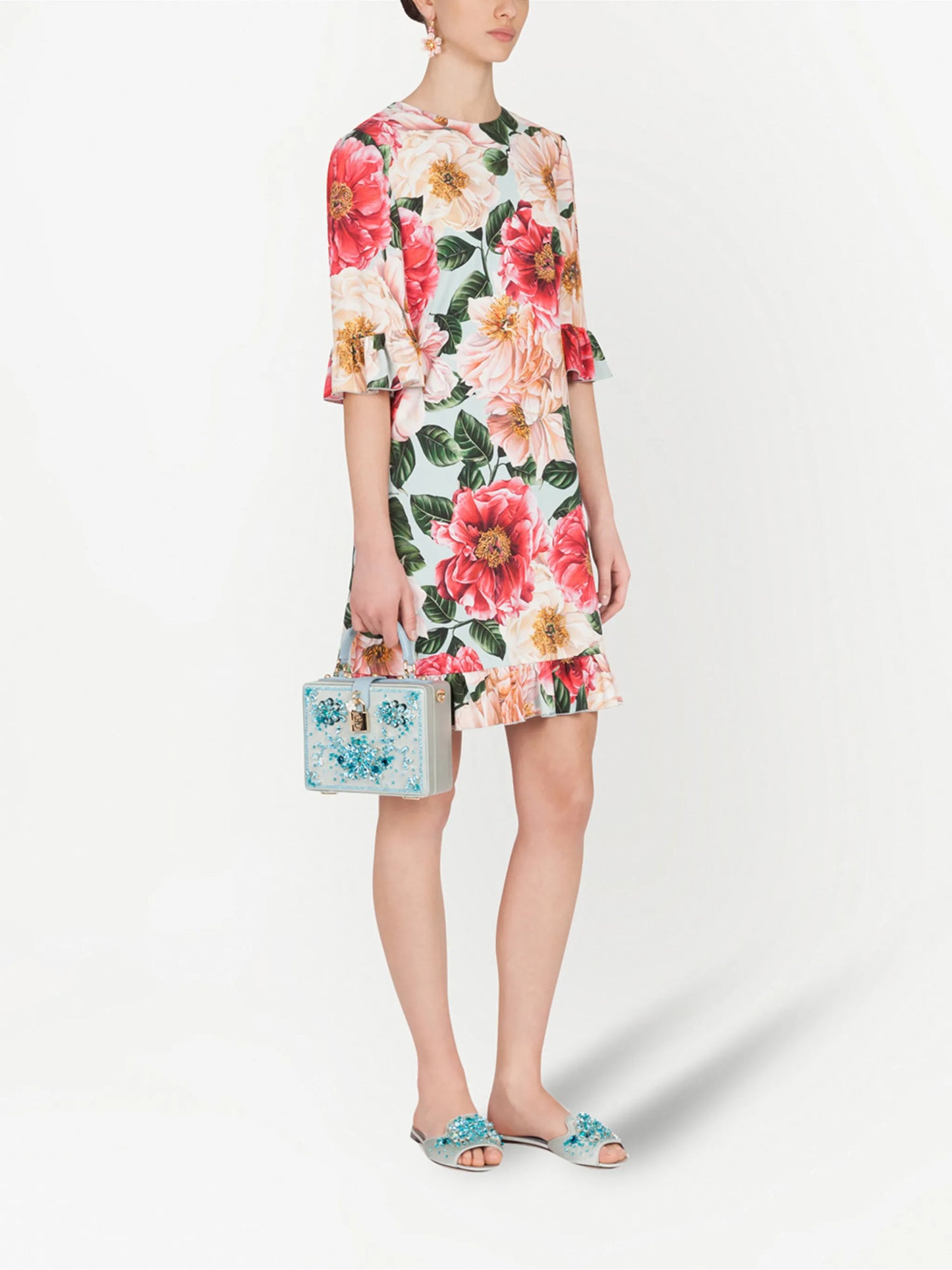 floral-print mini dress