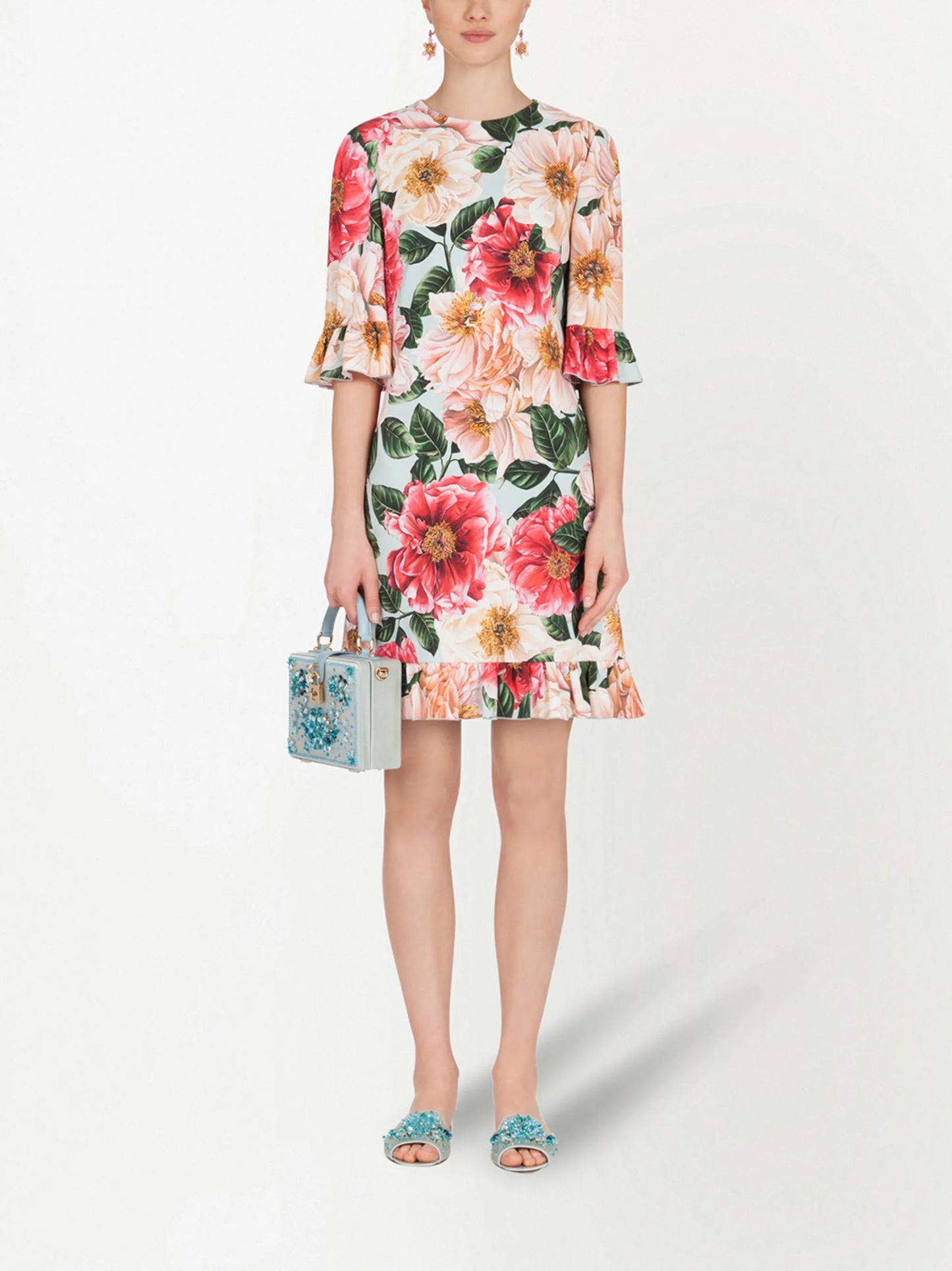 floral-print mini dress