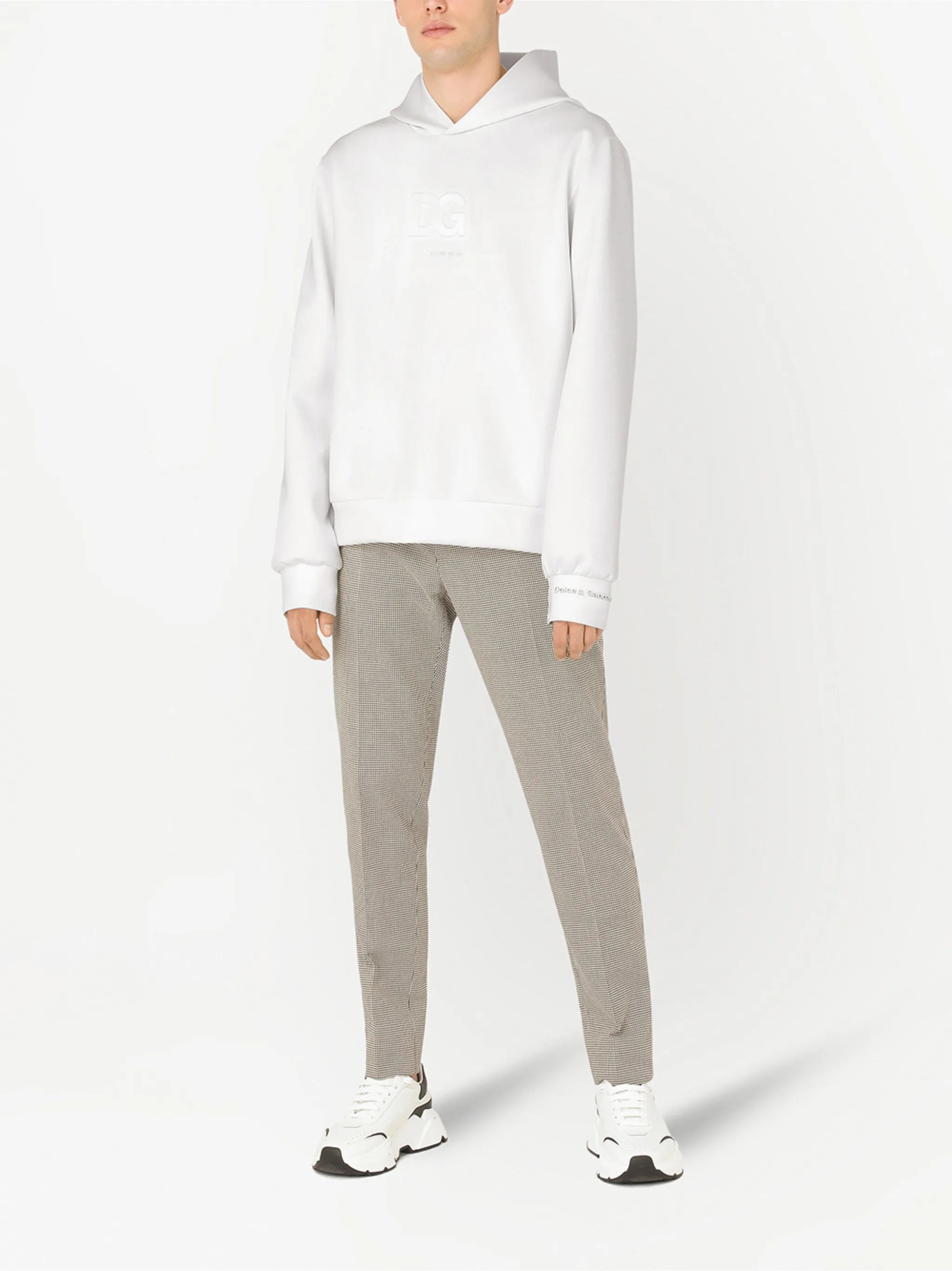 logo-patch V-neck hoodie