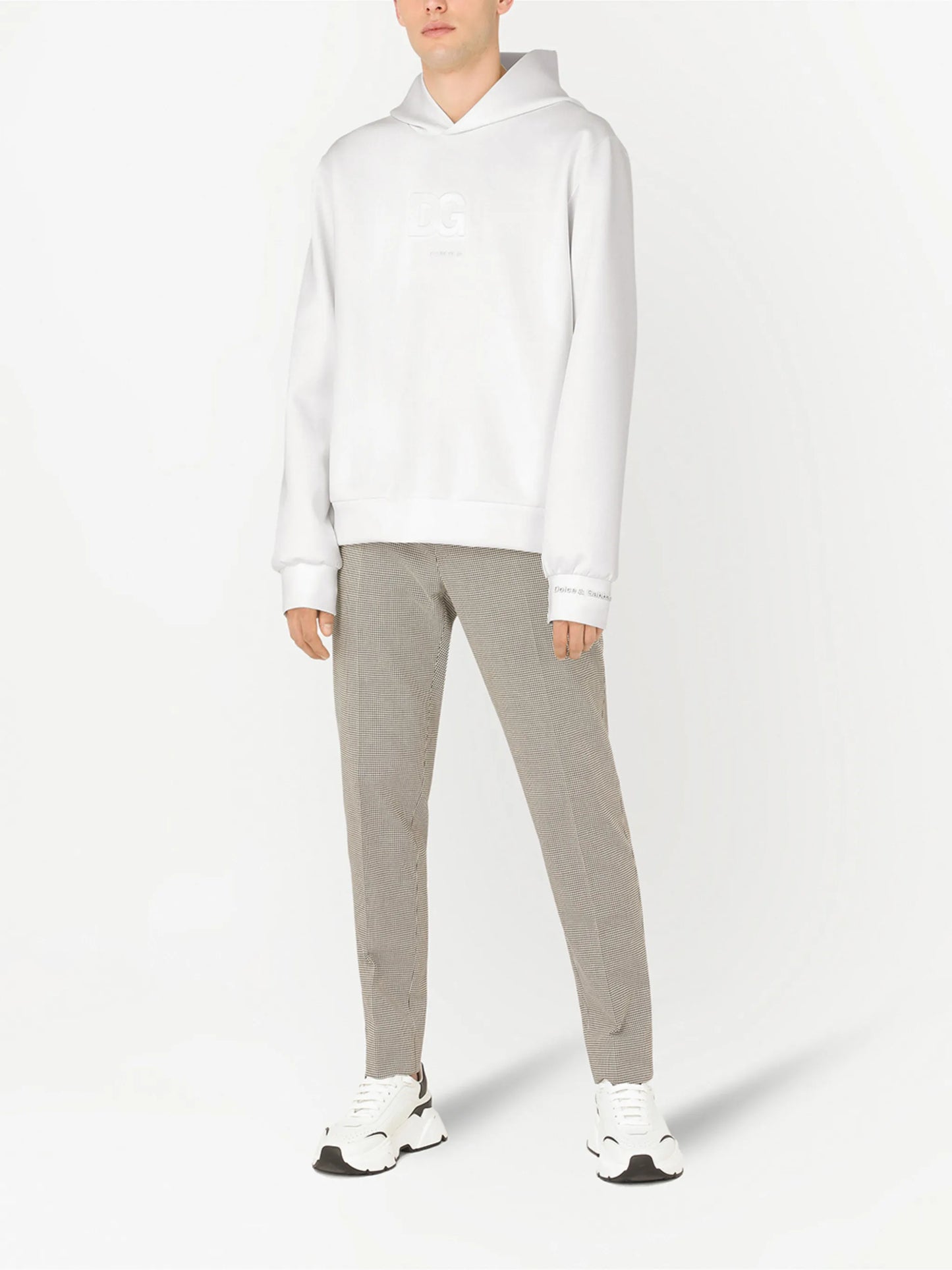 logo-patch V-neck hoodie