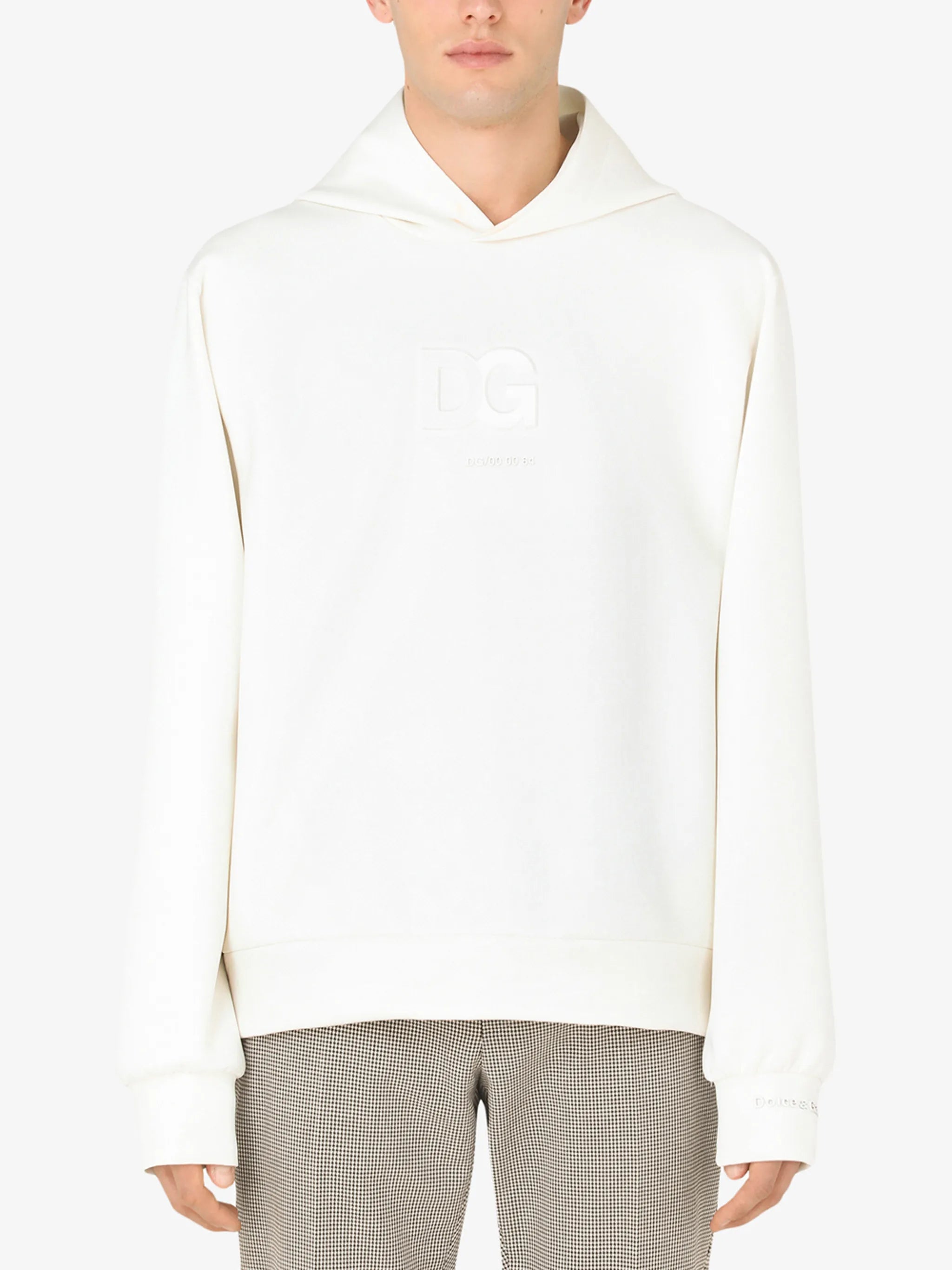 logo-patch V-neck hoodie