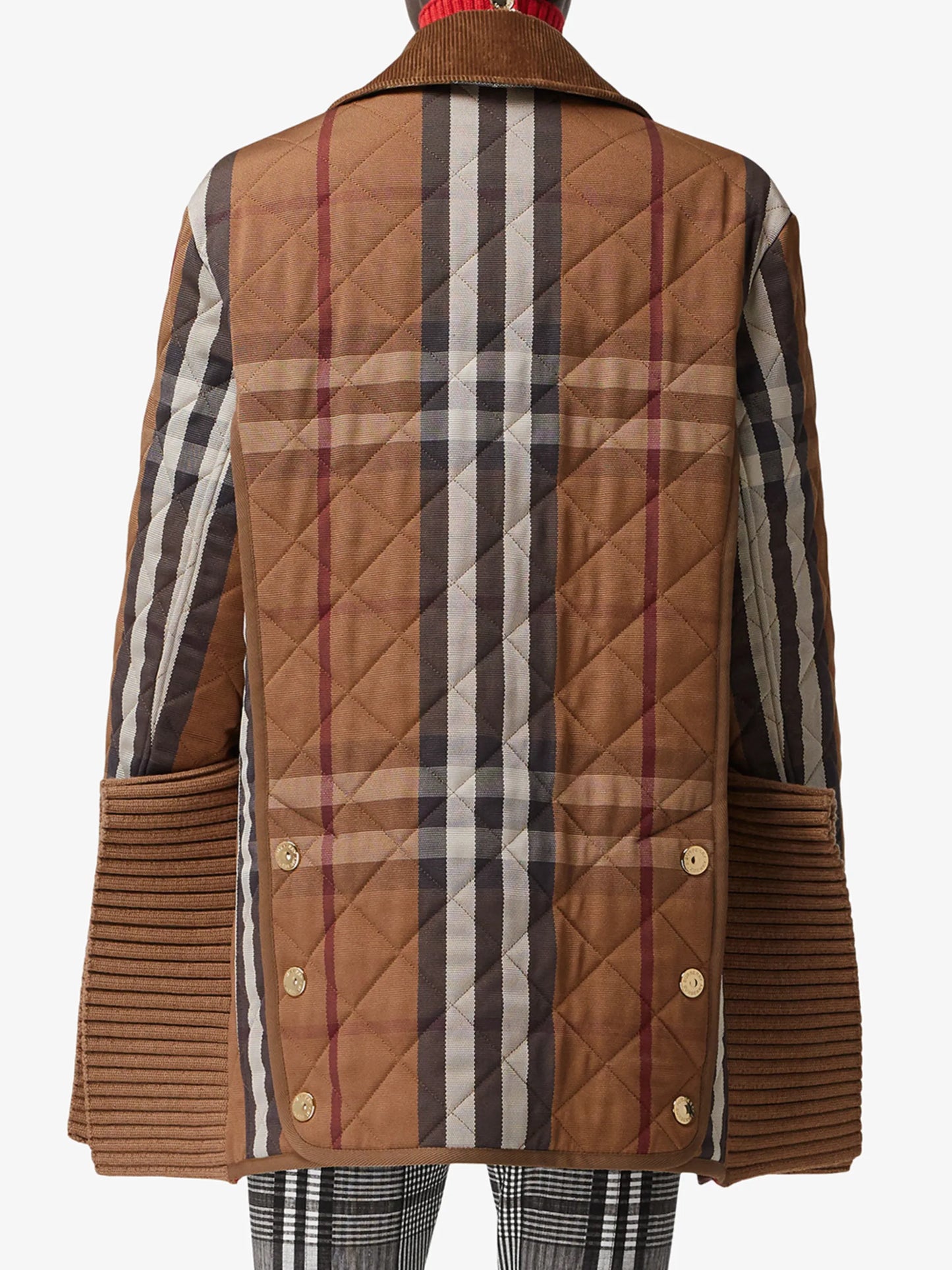check-print corduroy coat