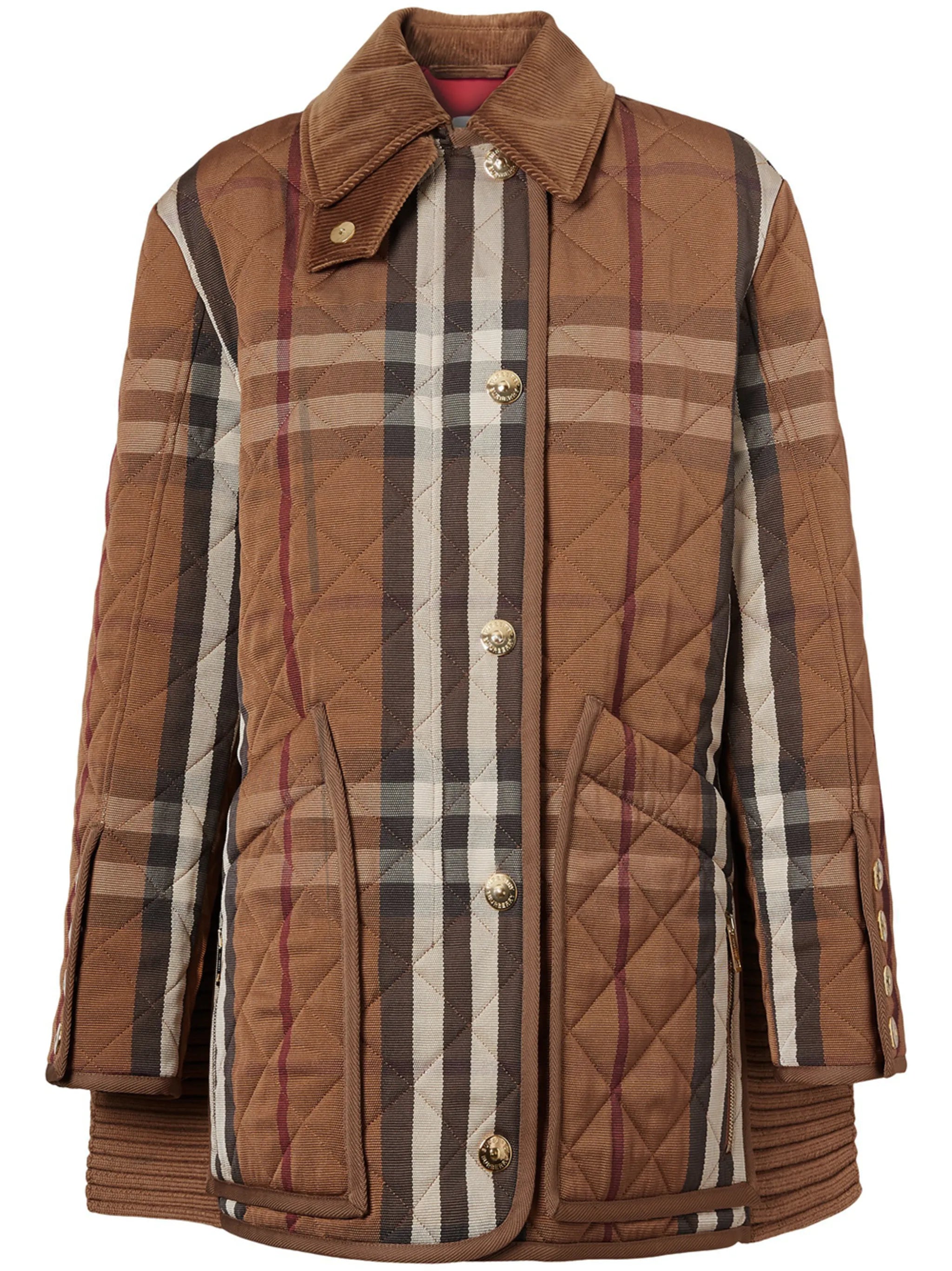 check-print corduroy coat