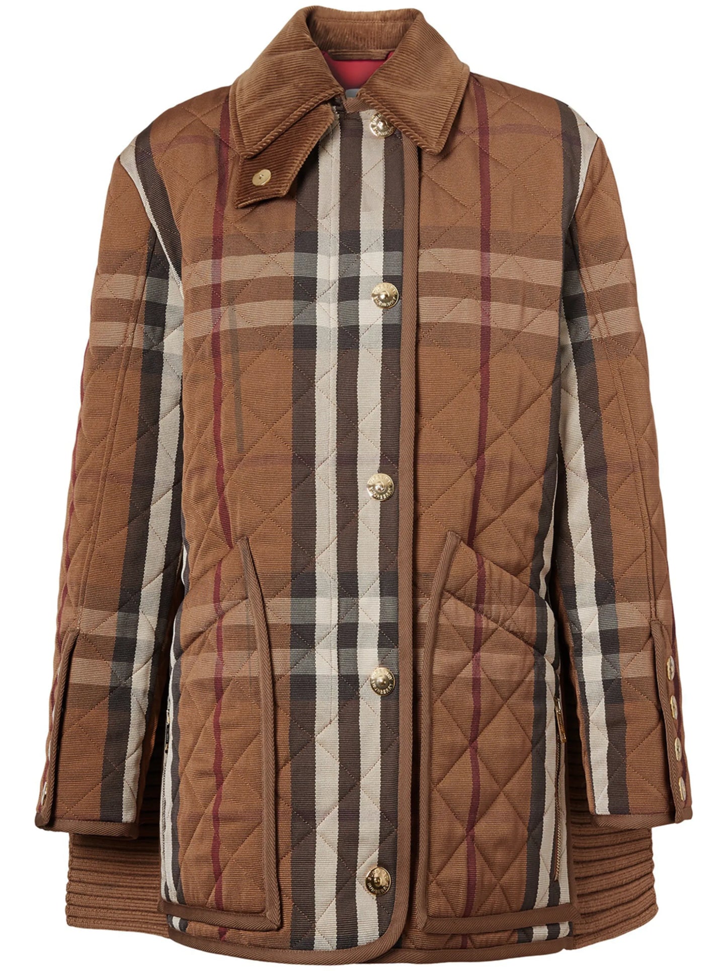 check-print corduroy coat