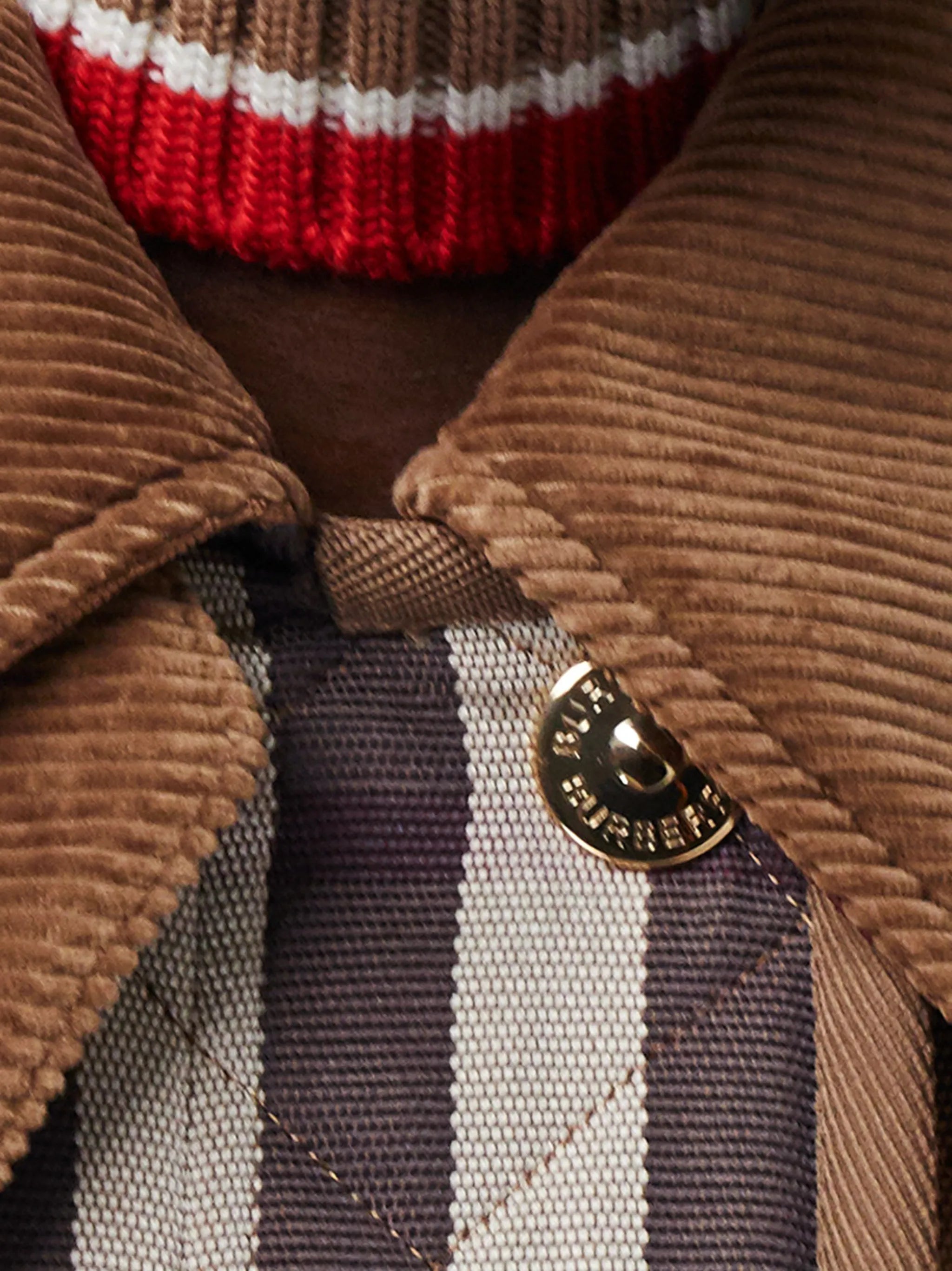 check-print corduroy coat