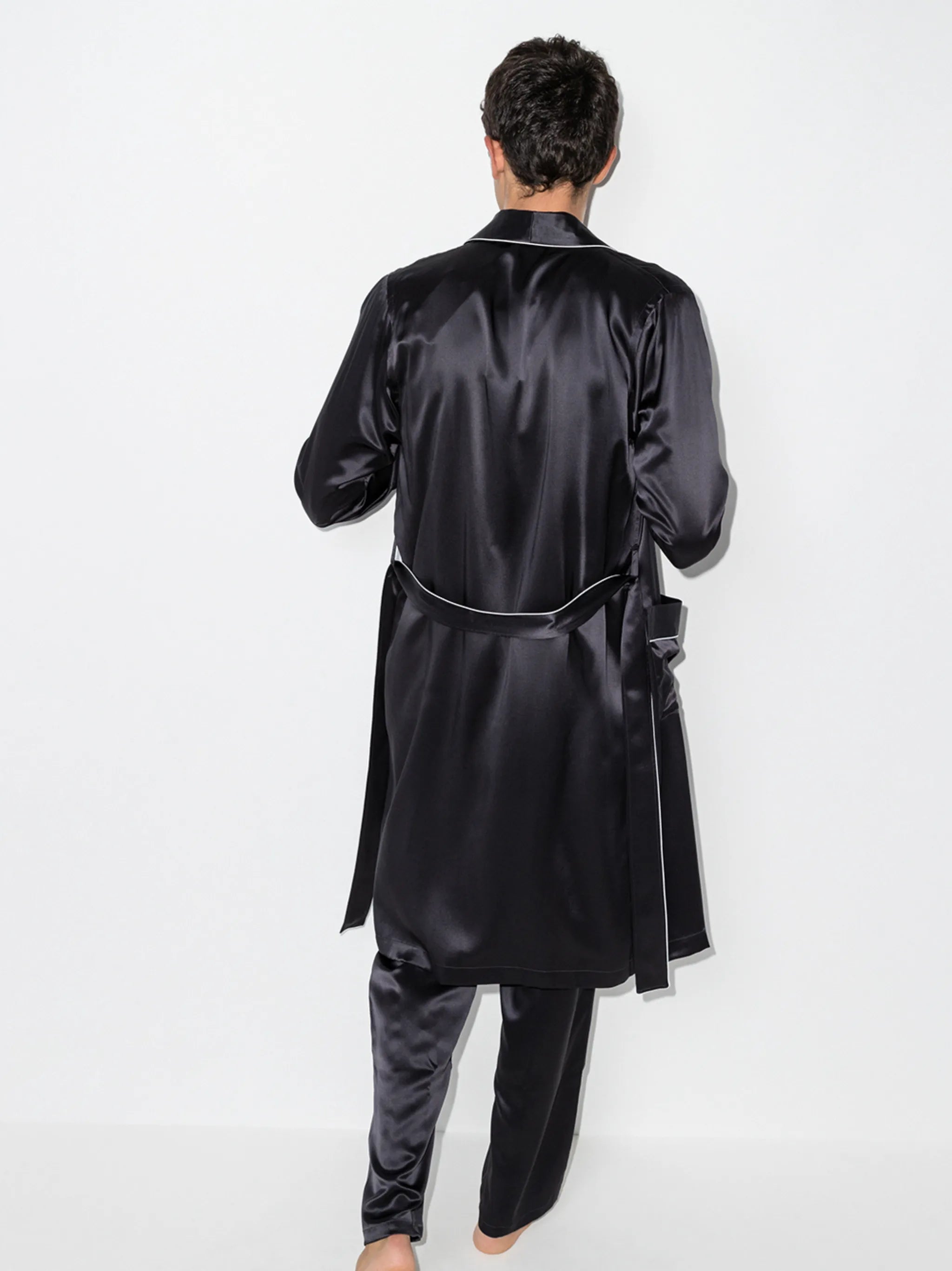 tied waist silk robe