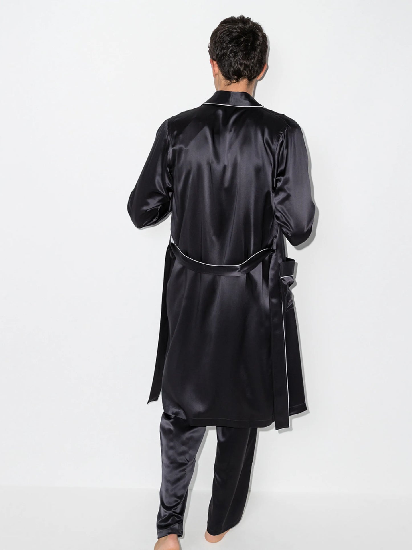 tied waist silk robe