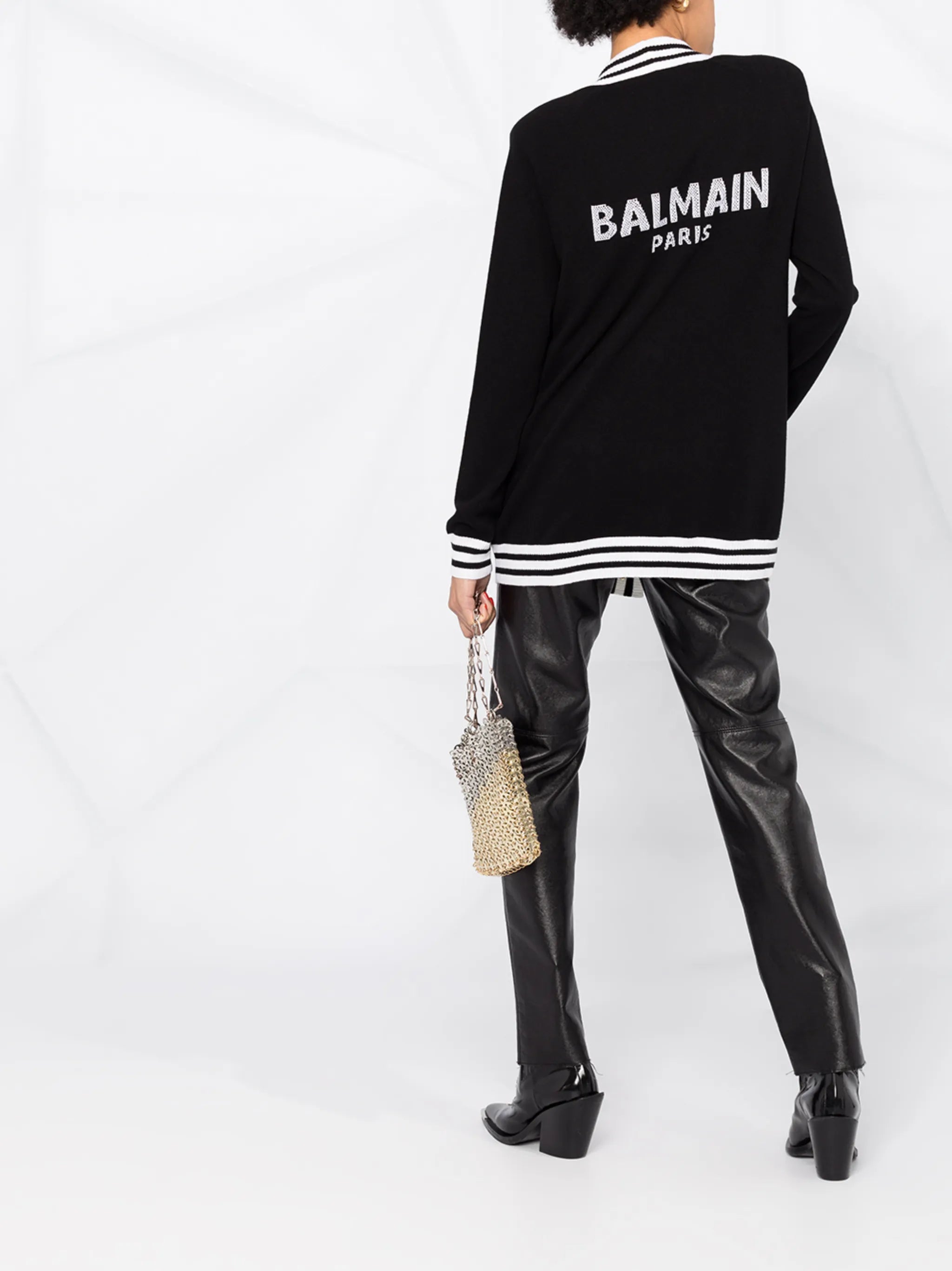stripe-trim longline cardigan