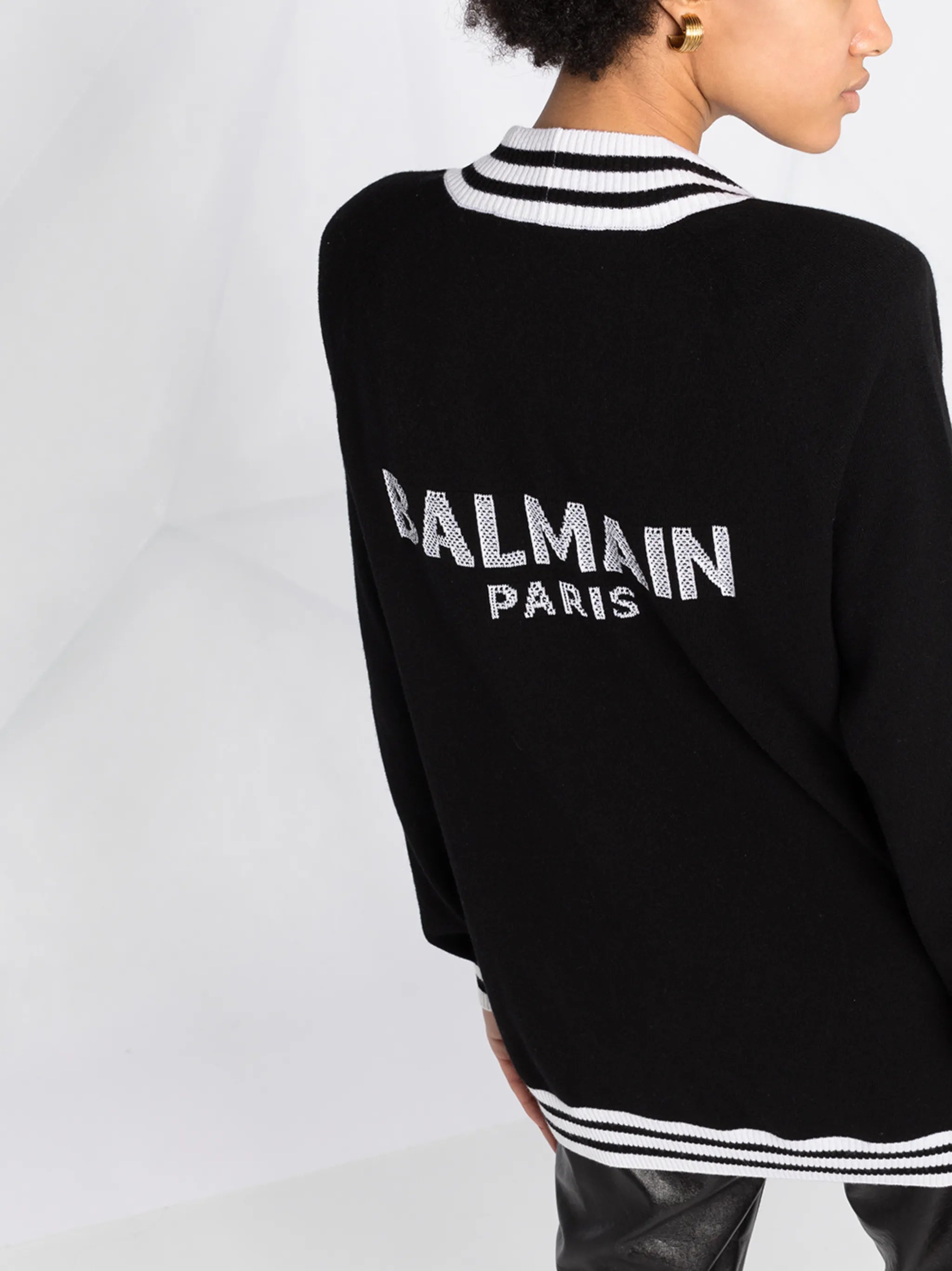 stripe-trim longline cardigan