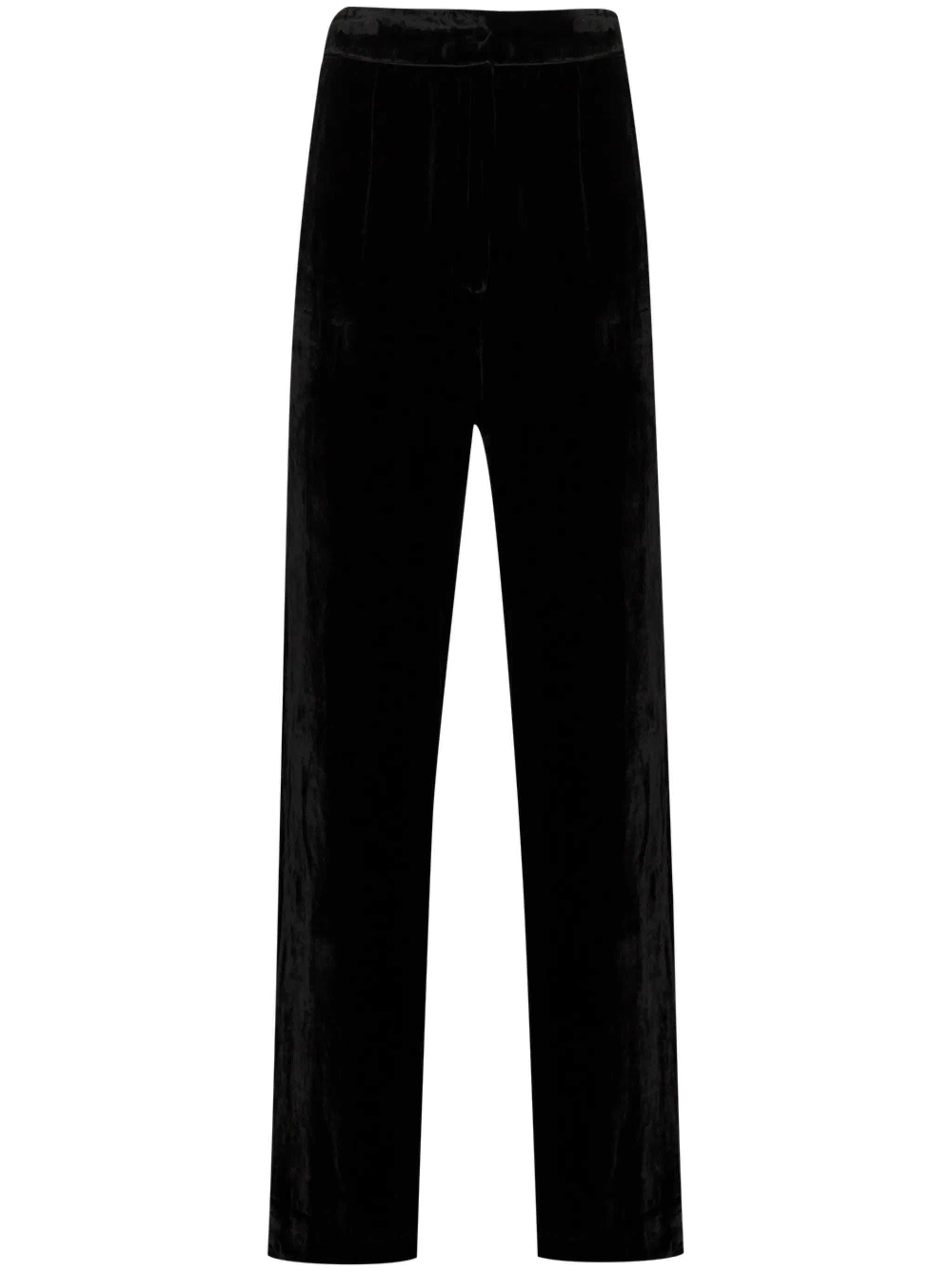 high-shine velvet effect trousers