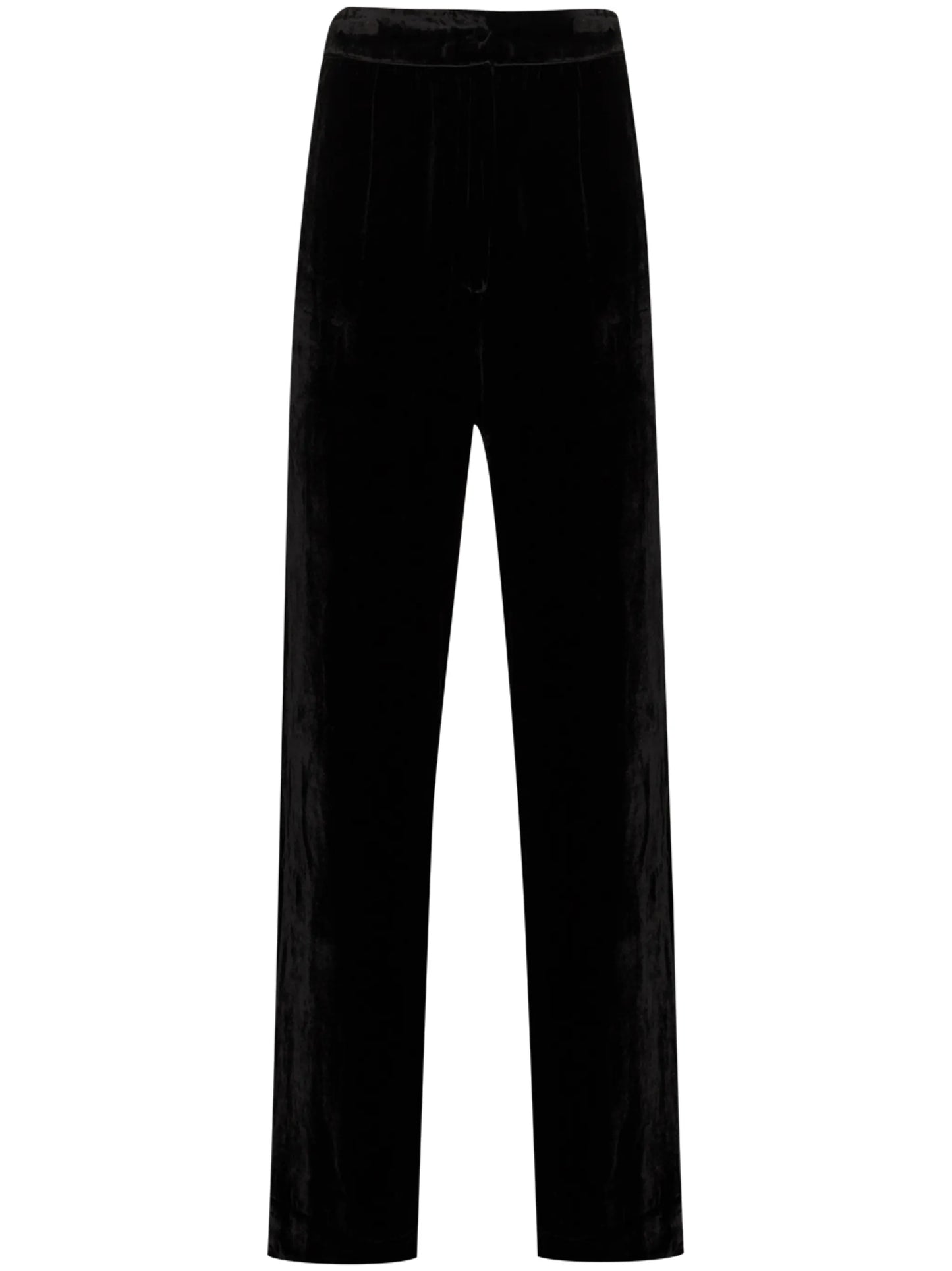 high-shine velvet effect trousers