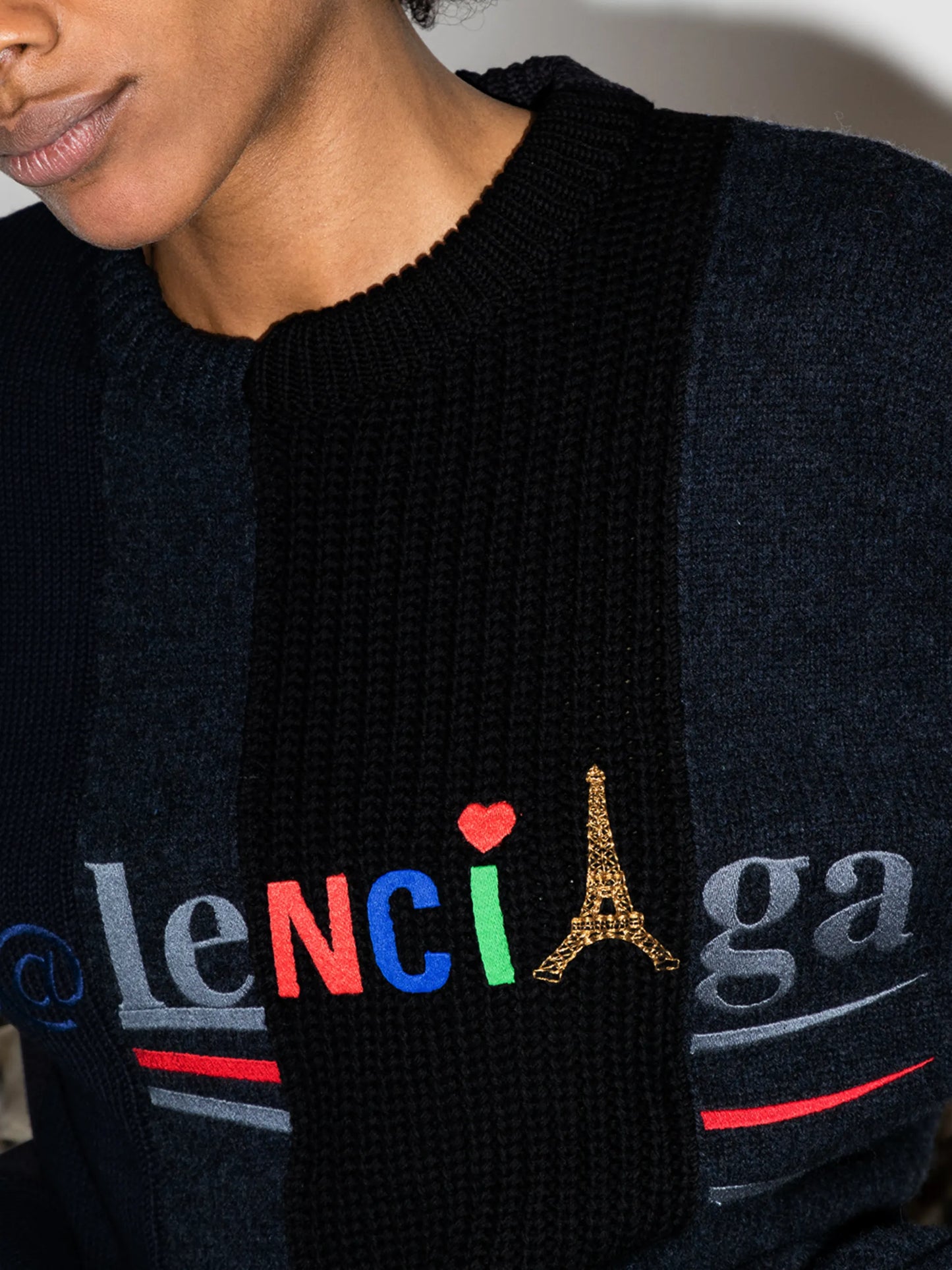 spliced knitted jumper