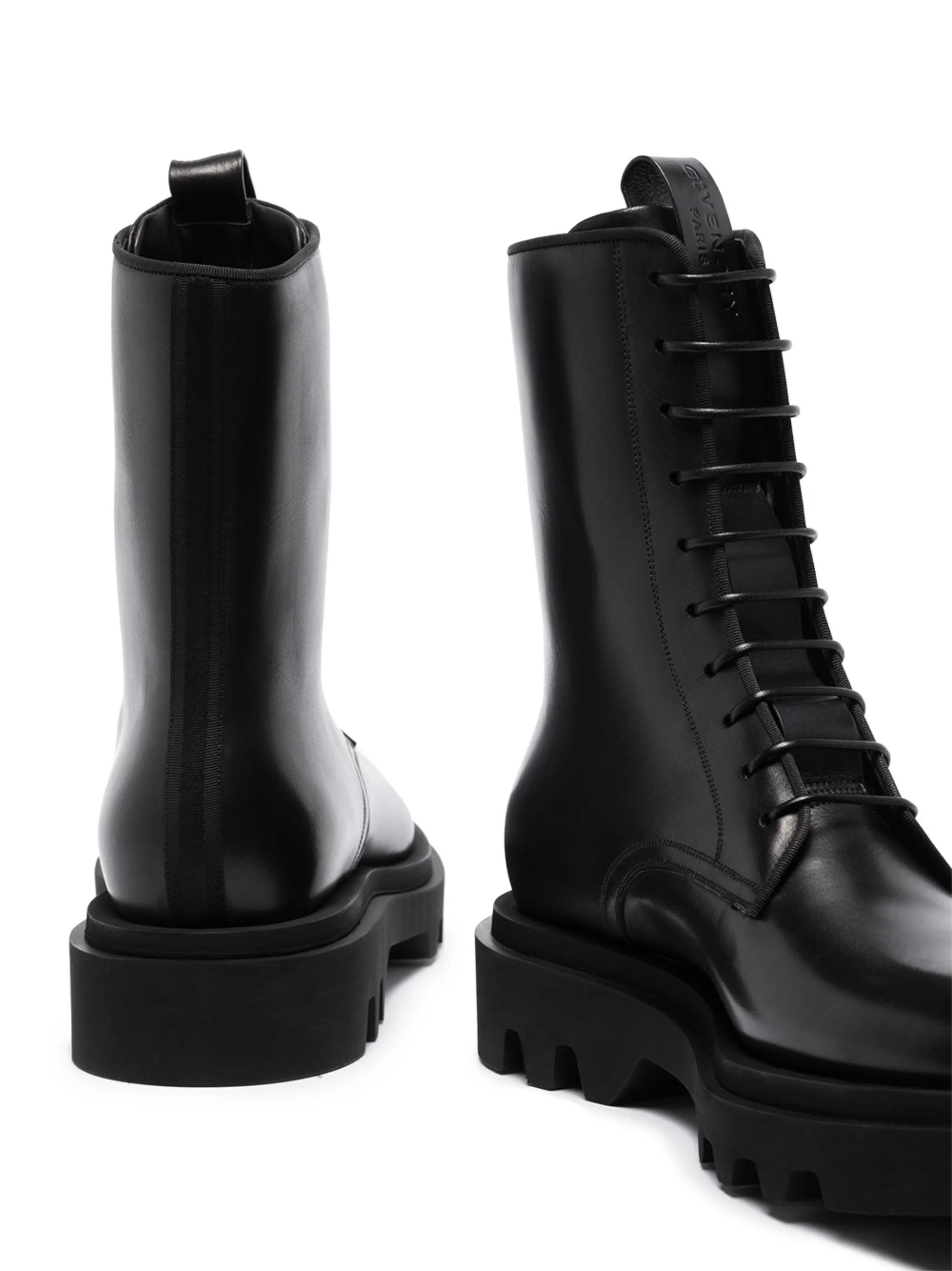 lace-up leather combat boots