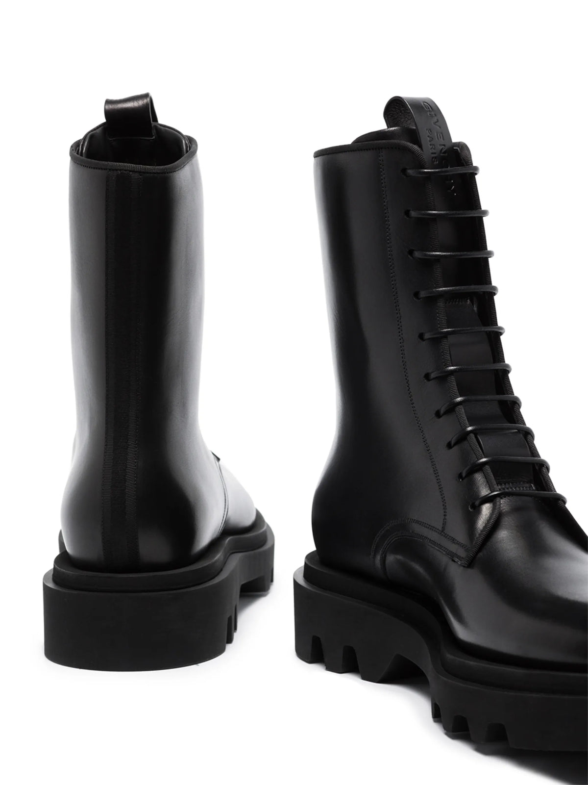 lace-up leather combat boots