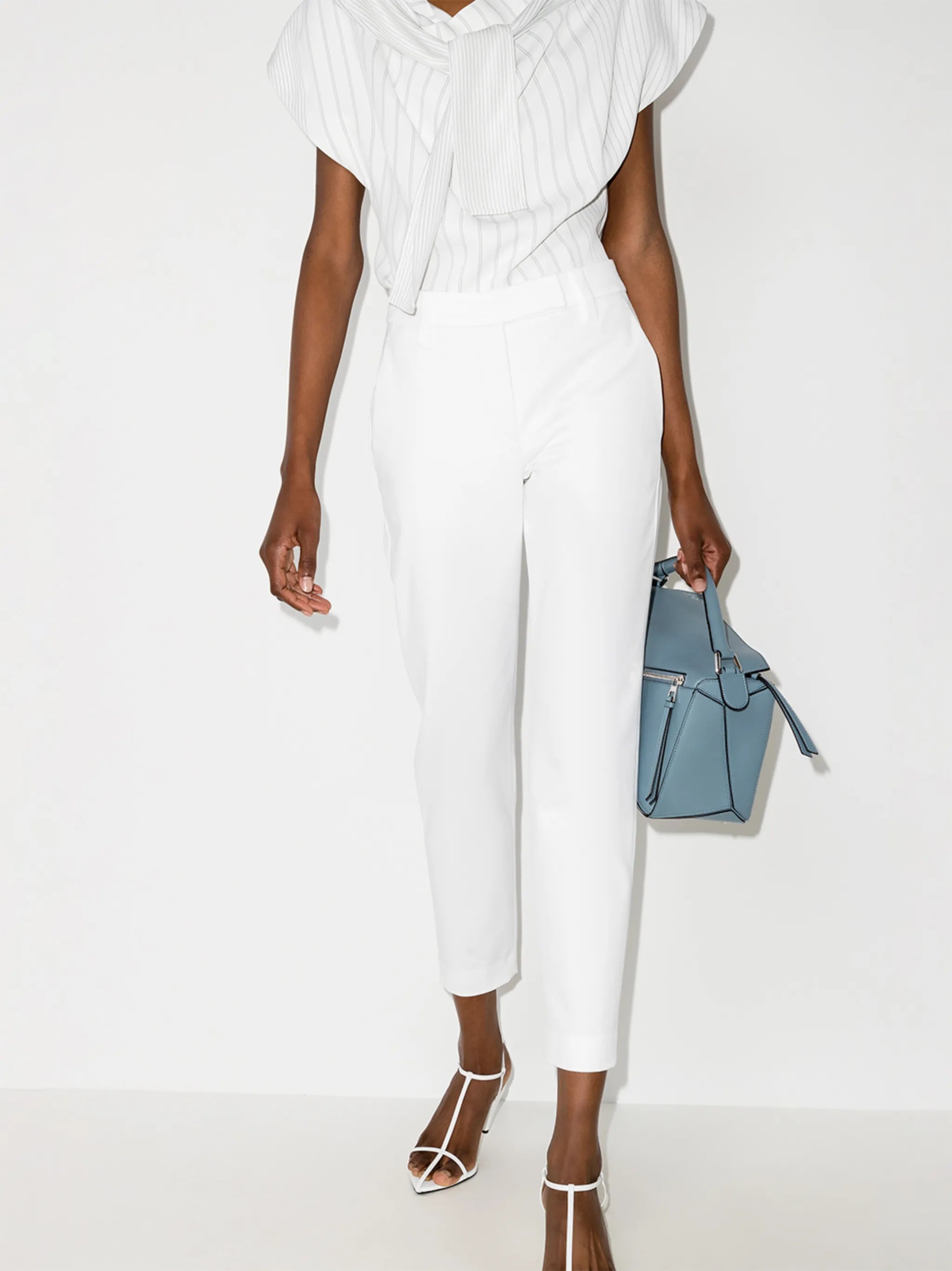 concealed fastening cropped trousers