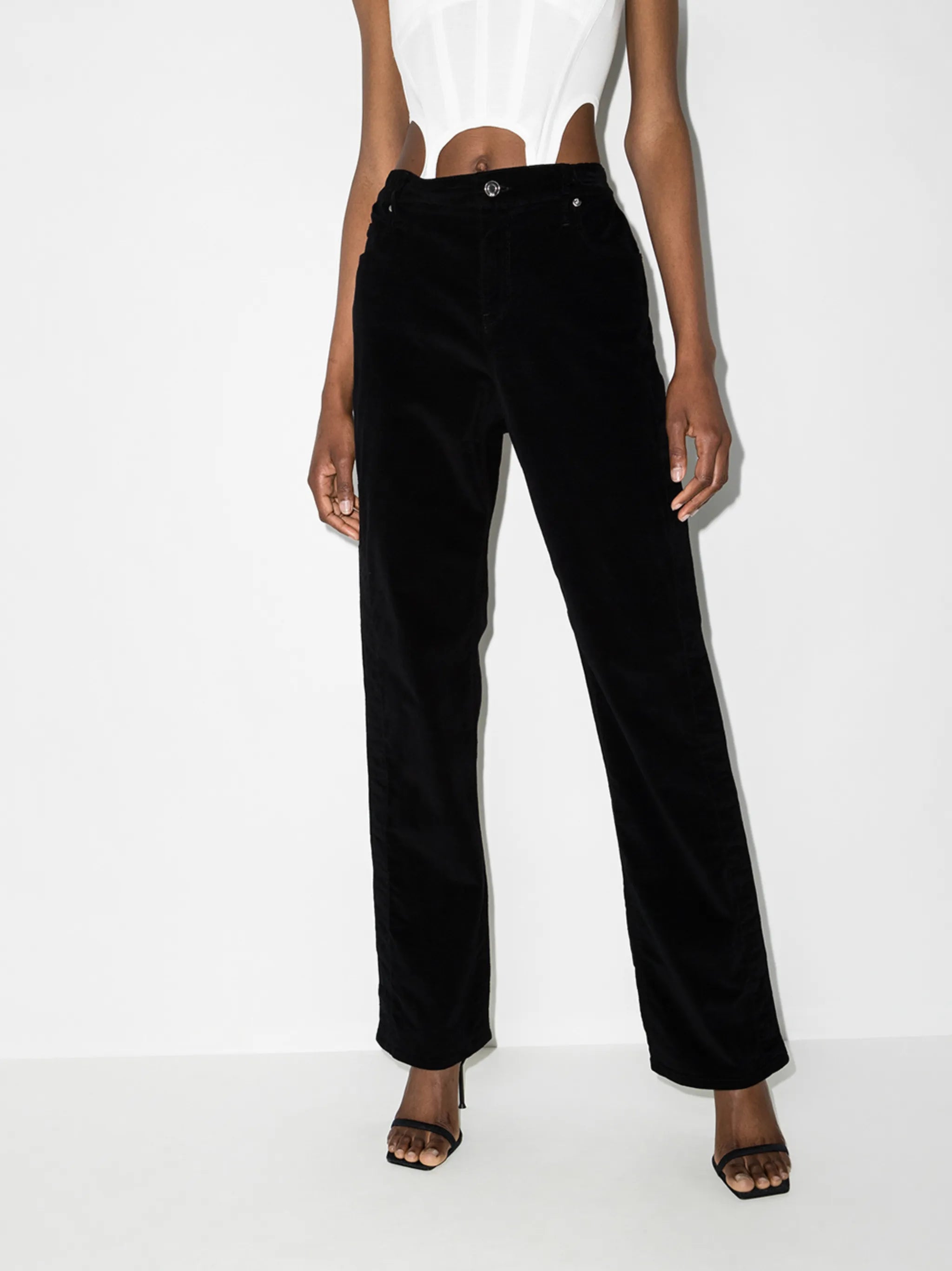 high-rise straight-leg jeans