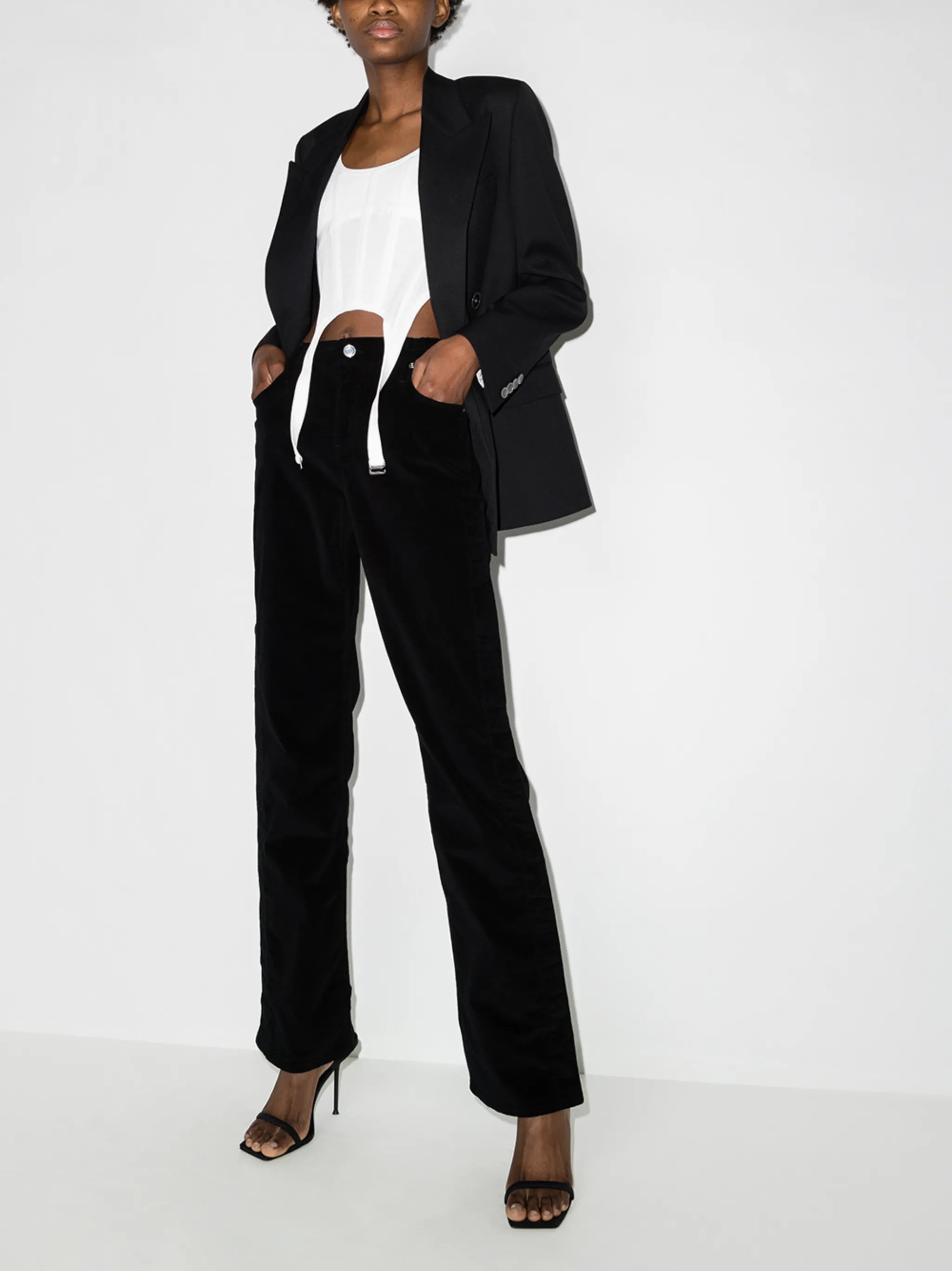 high-rise straight-leg jeans