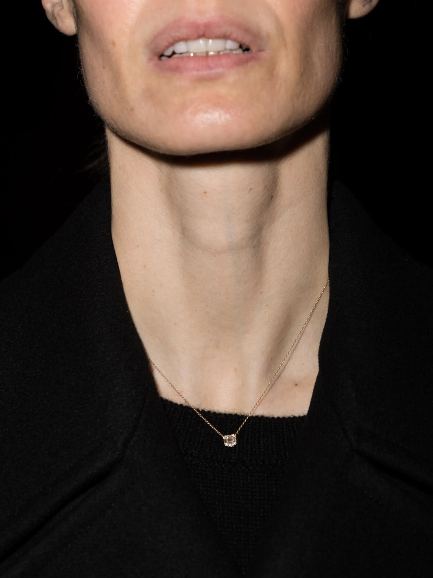 14-karat yellow gold baguette-cut diamond necklace