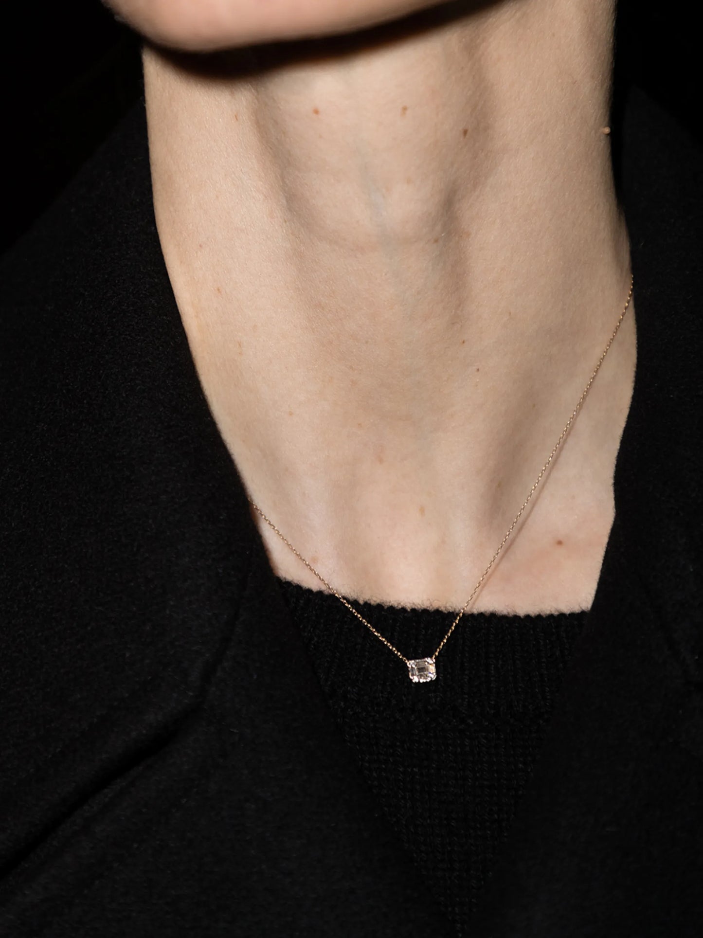 14-karat yellow gold baguette-cut diamond necklace