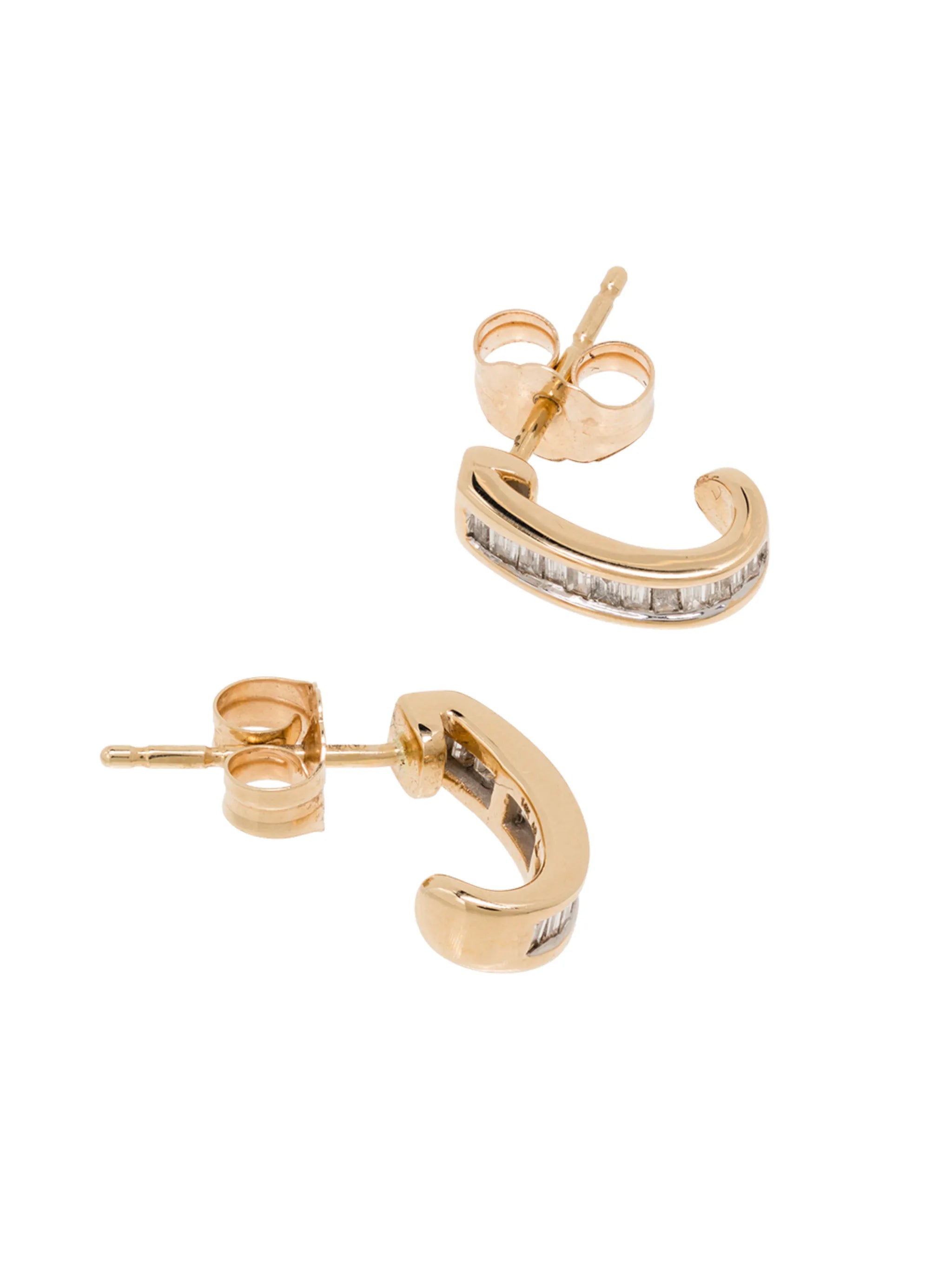 14kt yellow gold diamond huggies