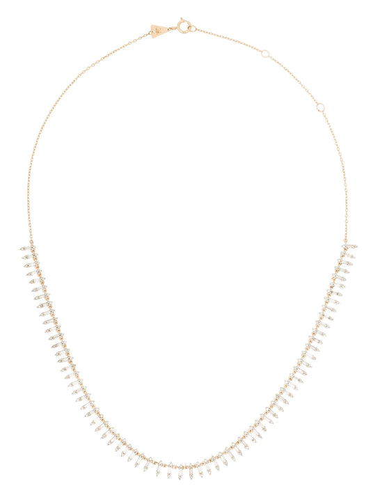 14K yellow gold Half Riviera diamond necklace