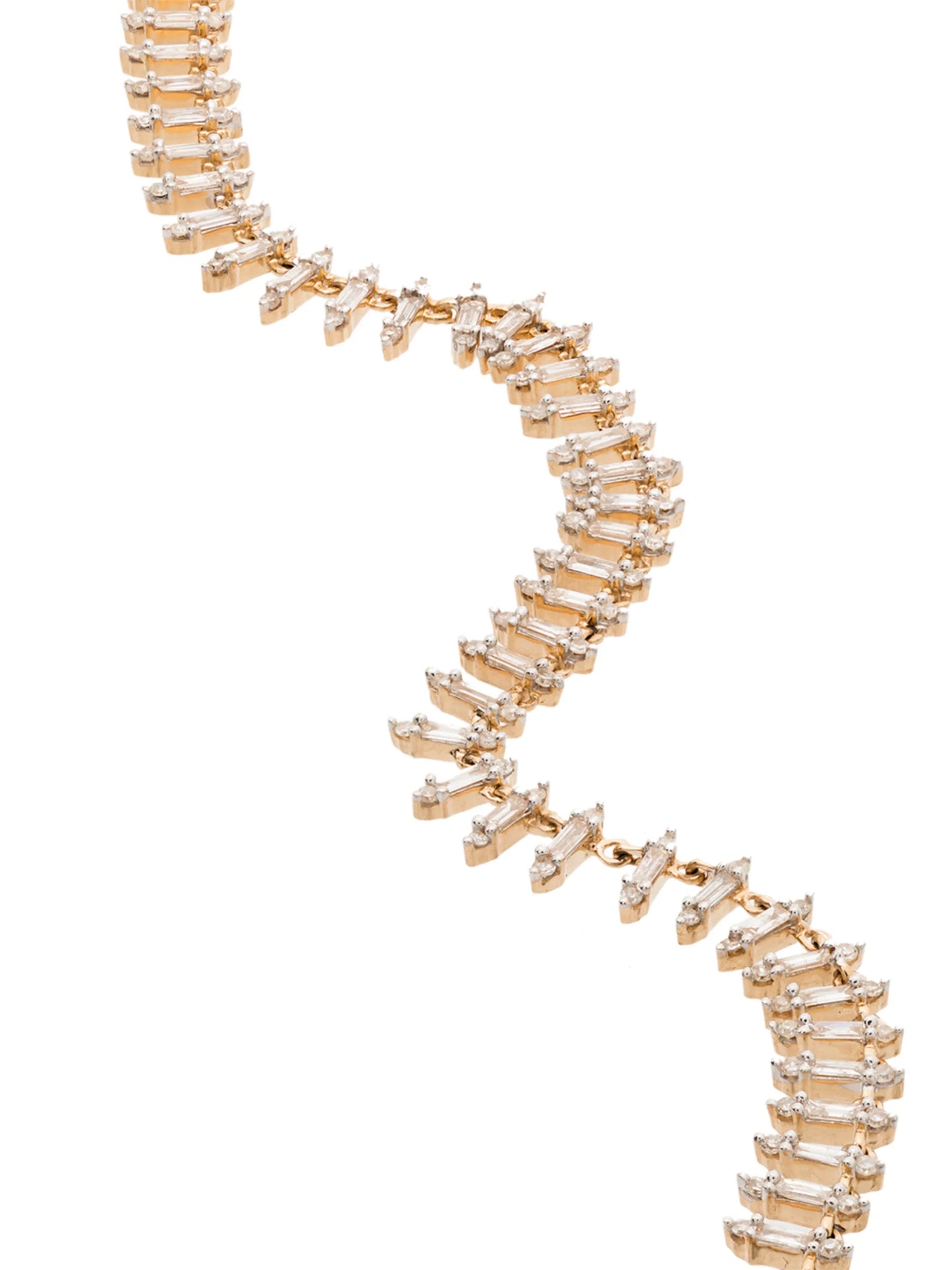 14CT YG STACK BAGUETTE HALF RIVIERA CHAIN NECKLACE