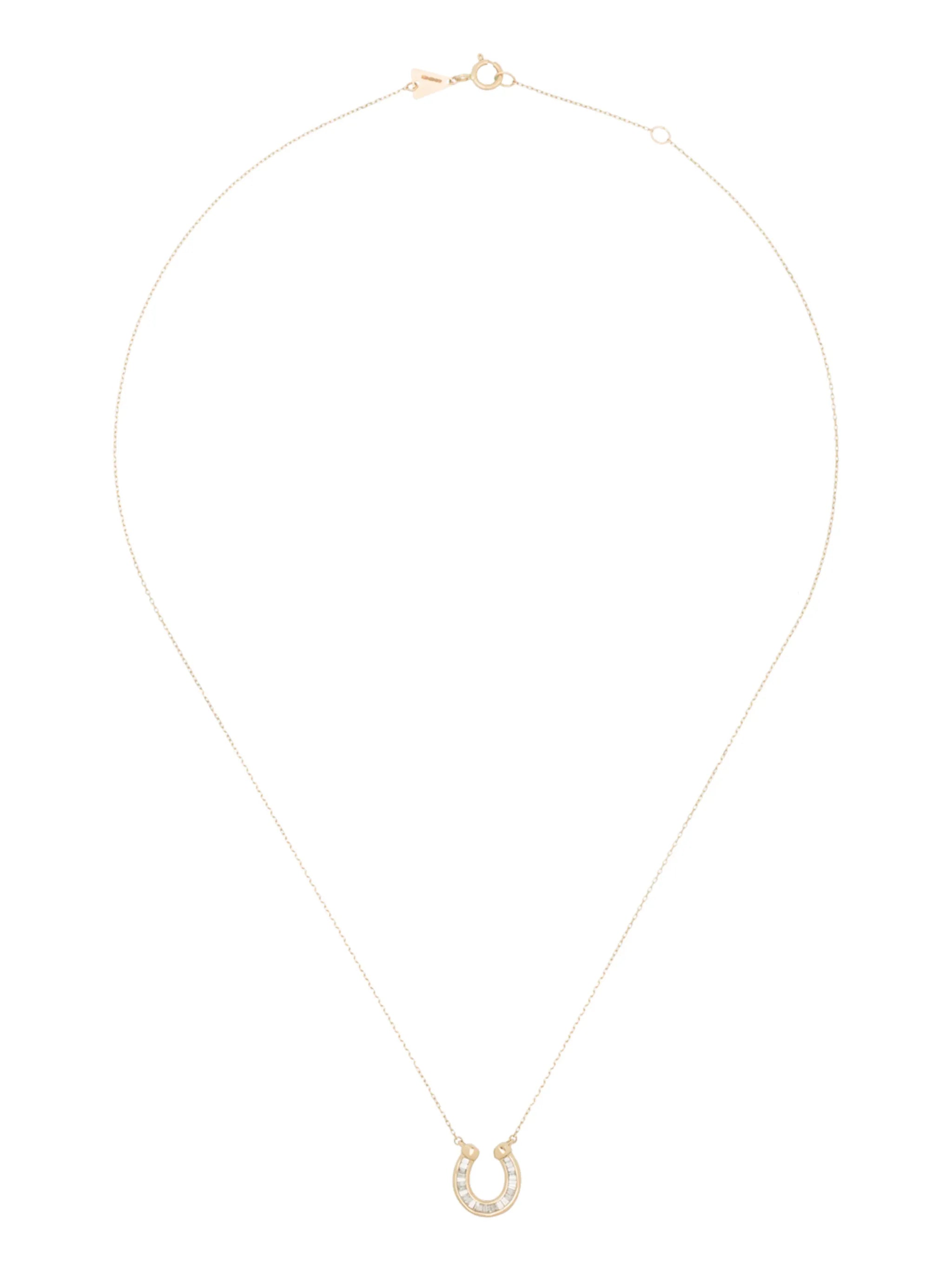 14K Yellow Gold diamond horseshoe necklace