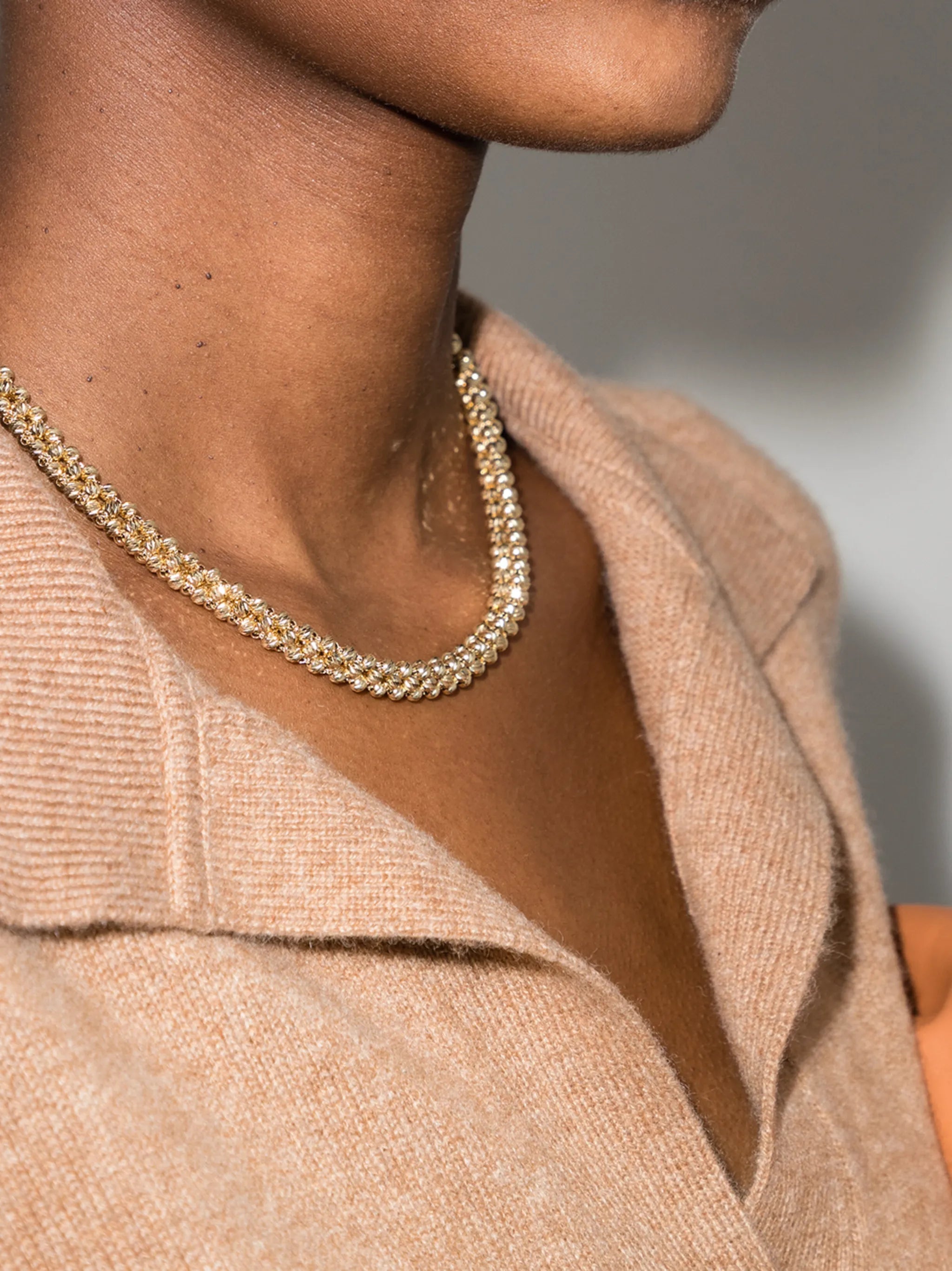 14kt yellow gold diamond-cut chunky-chain necklace