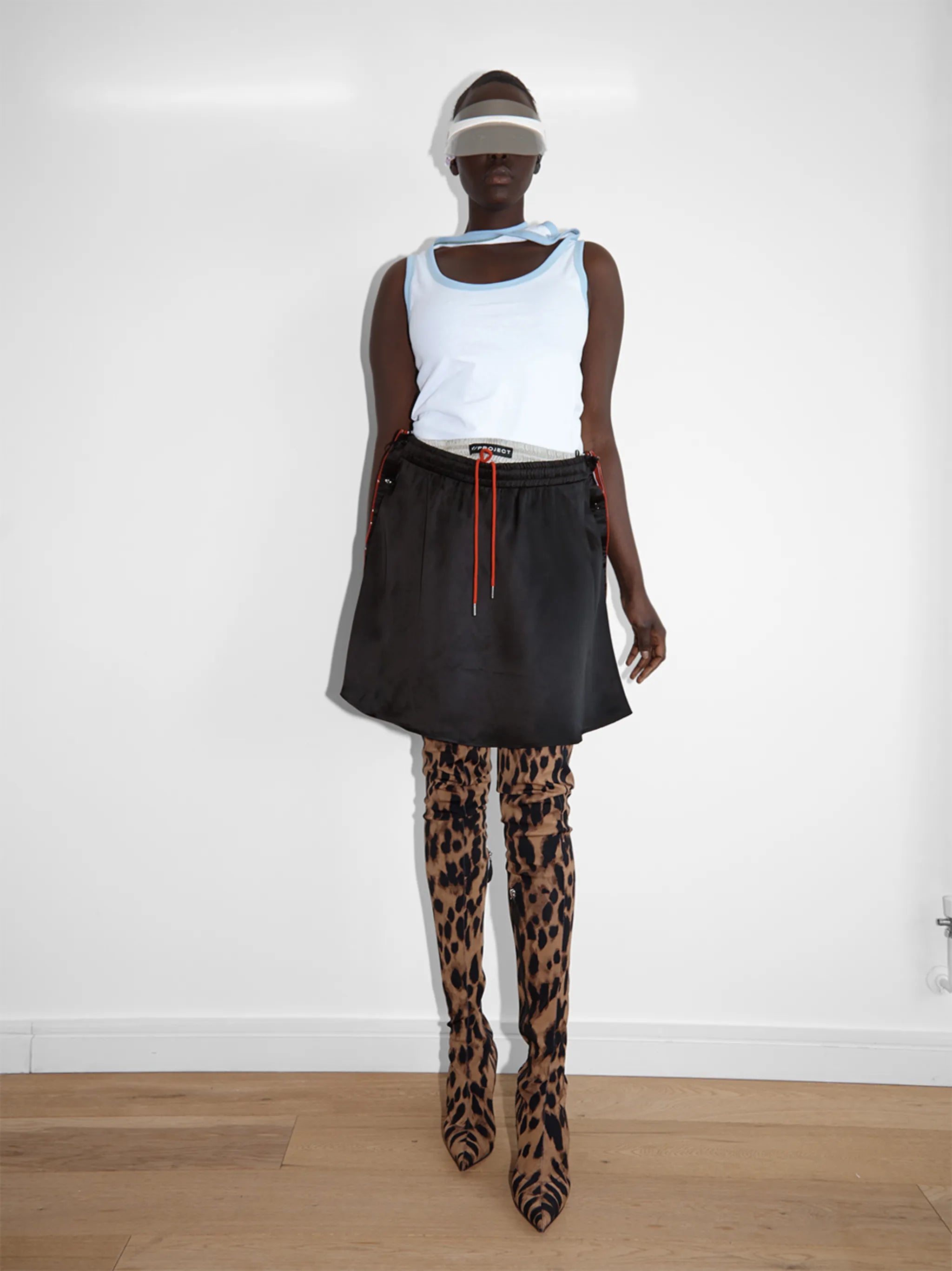 reversible side-stripe miniskirt