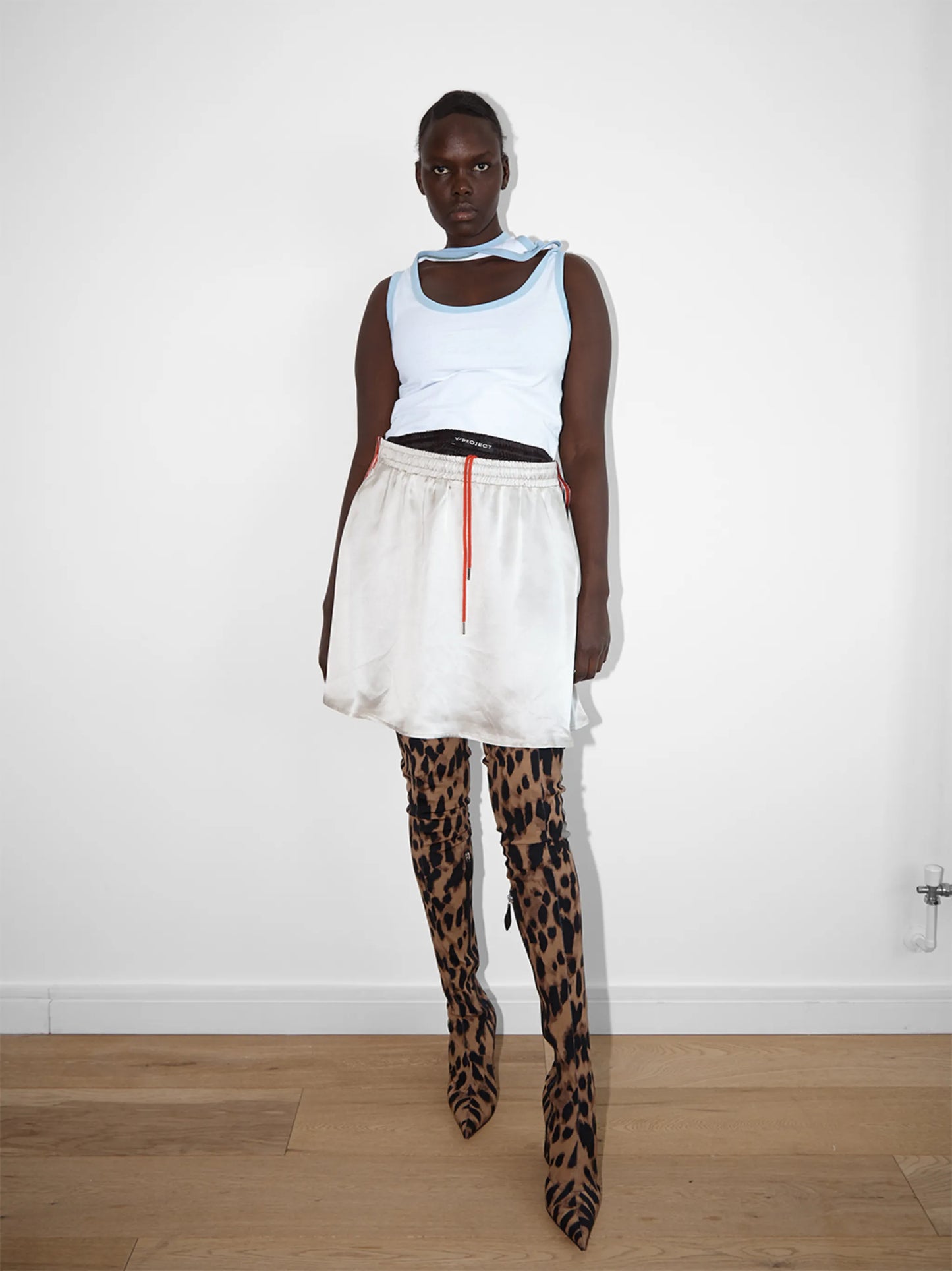 reversible side-stripe miniskirt