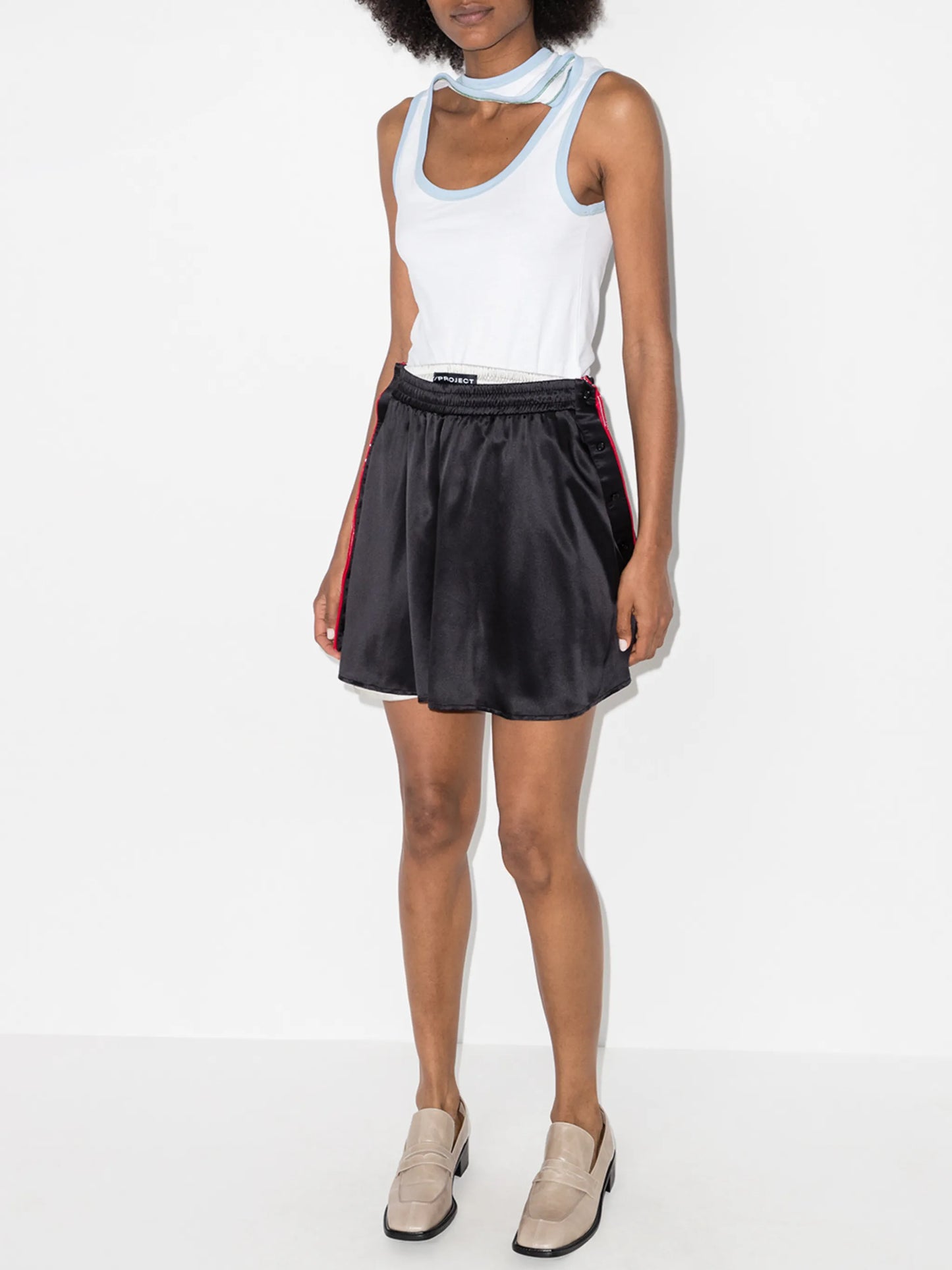 reversible side-stripe miniskirt