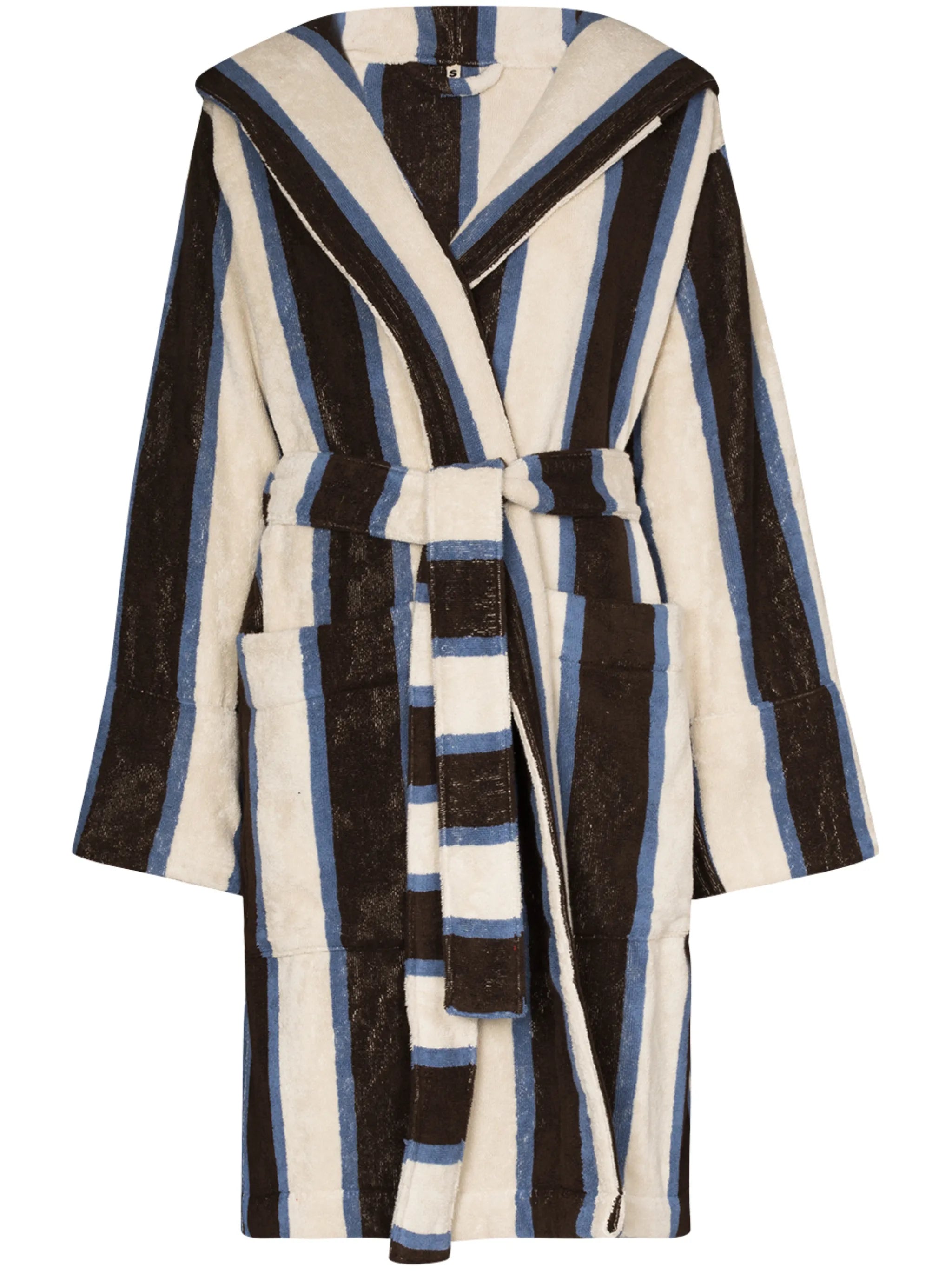 stripe-pattern hooded robe