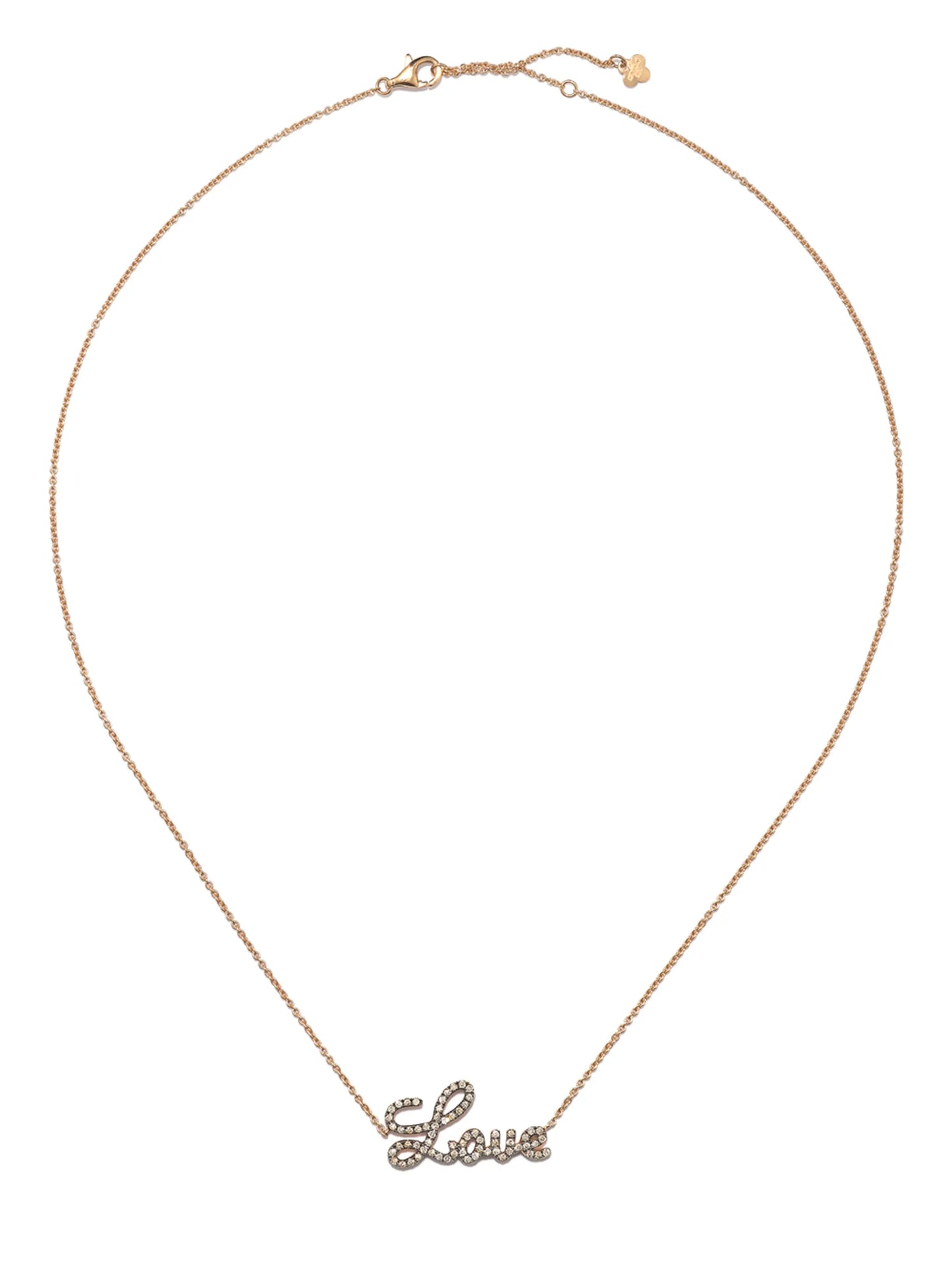 18kt rose gold Love charm diamond necklace