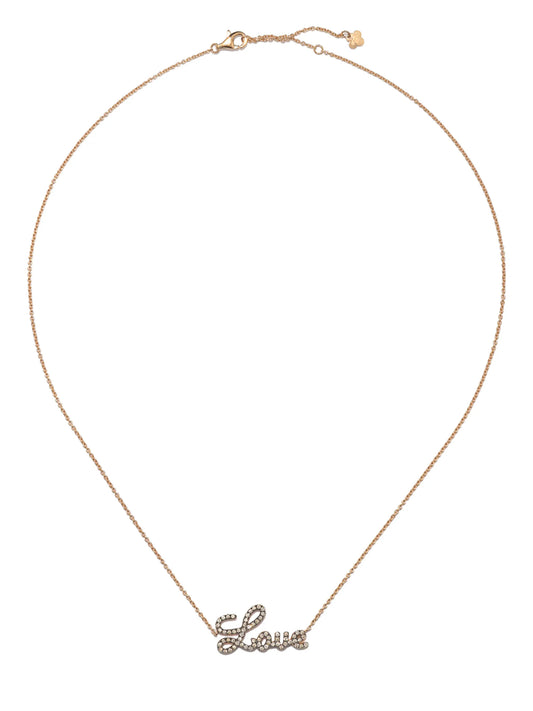 18kt rose gold Love charm diamond necklace