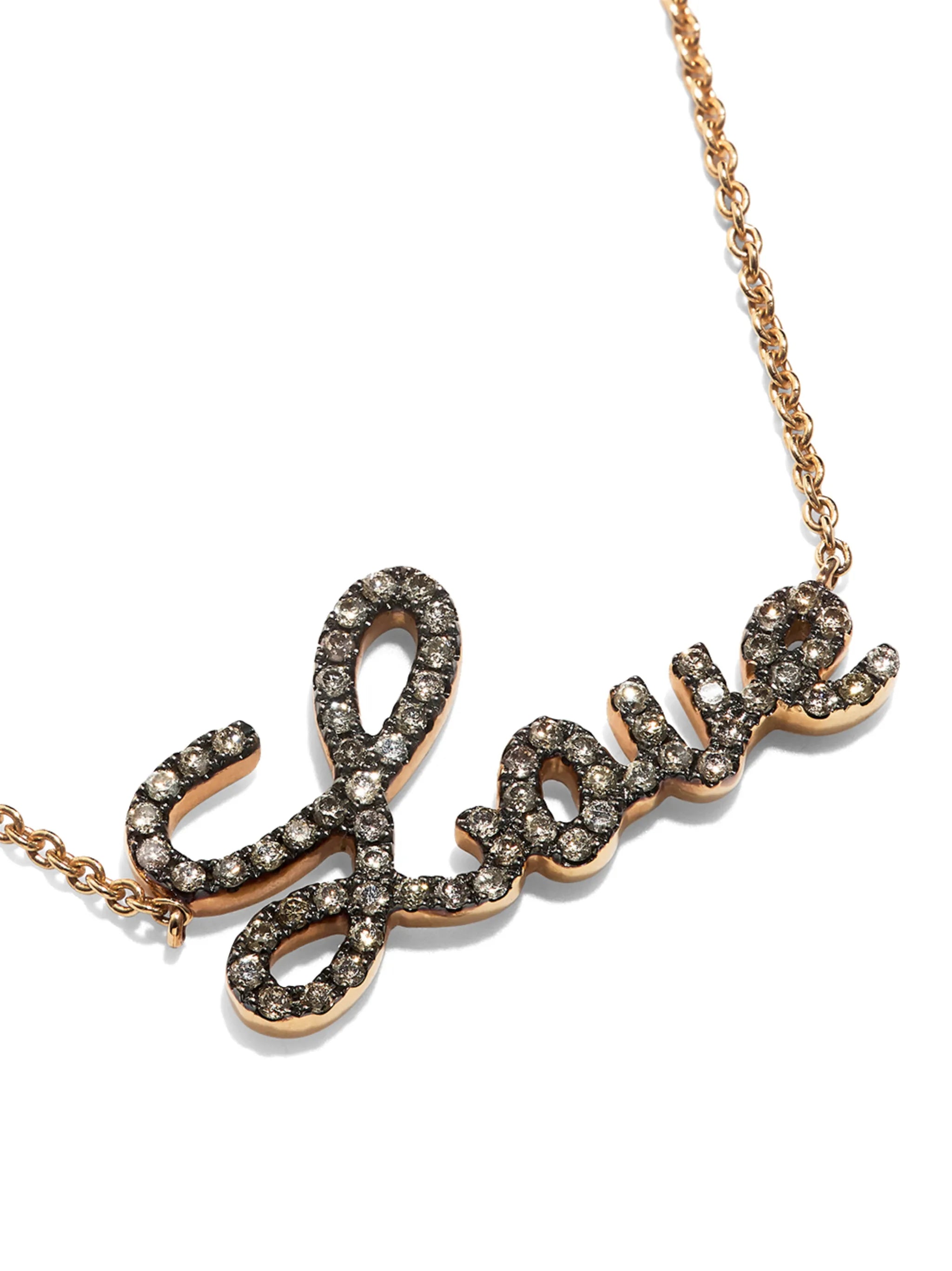 18kt rose gold Love charm diamond necklace