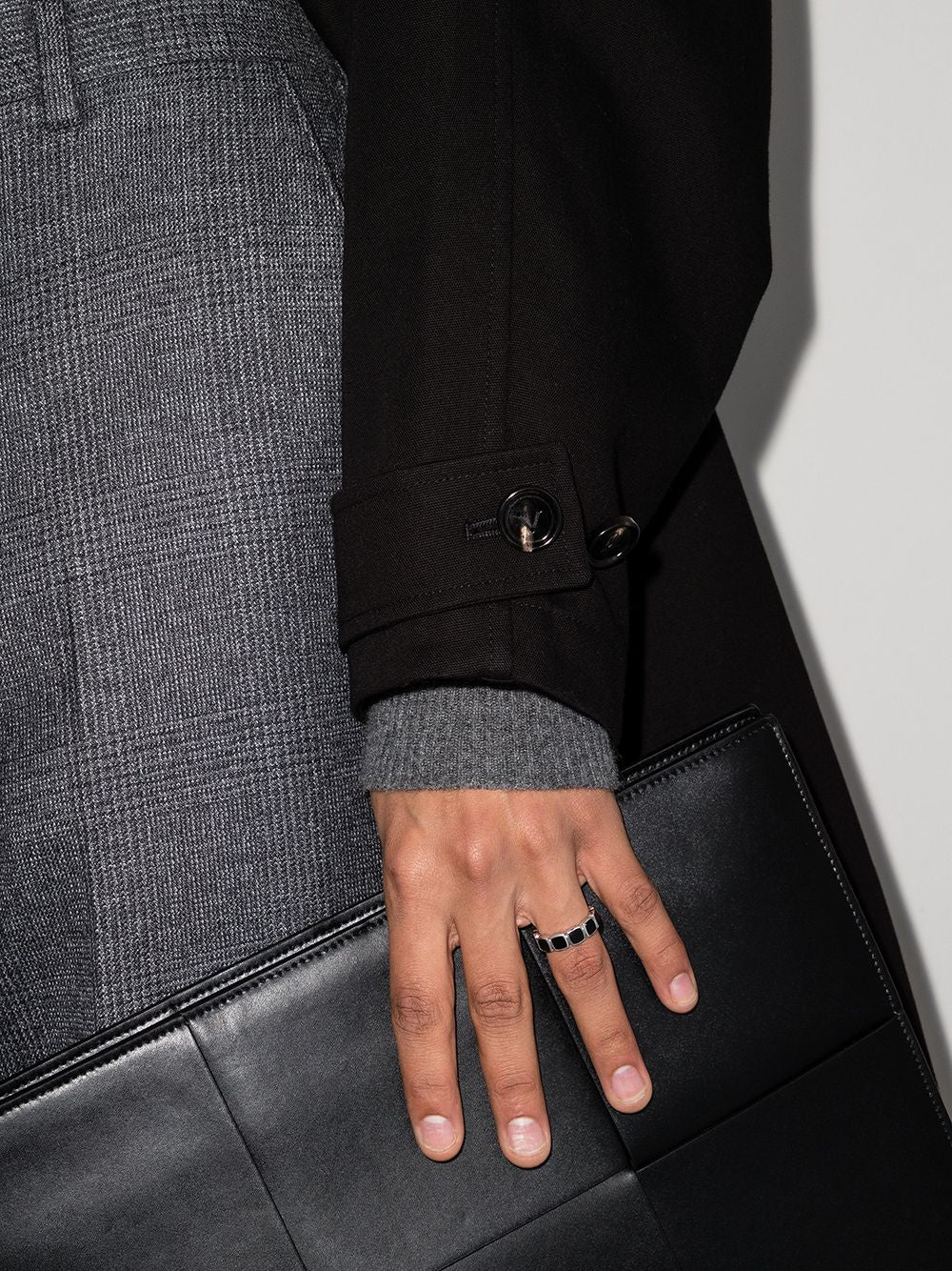 onyx embellished band ring