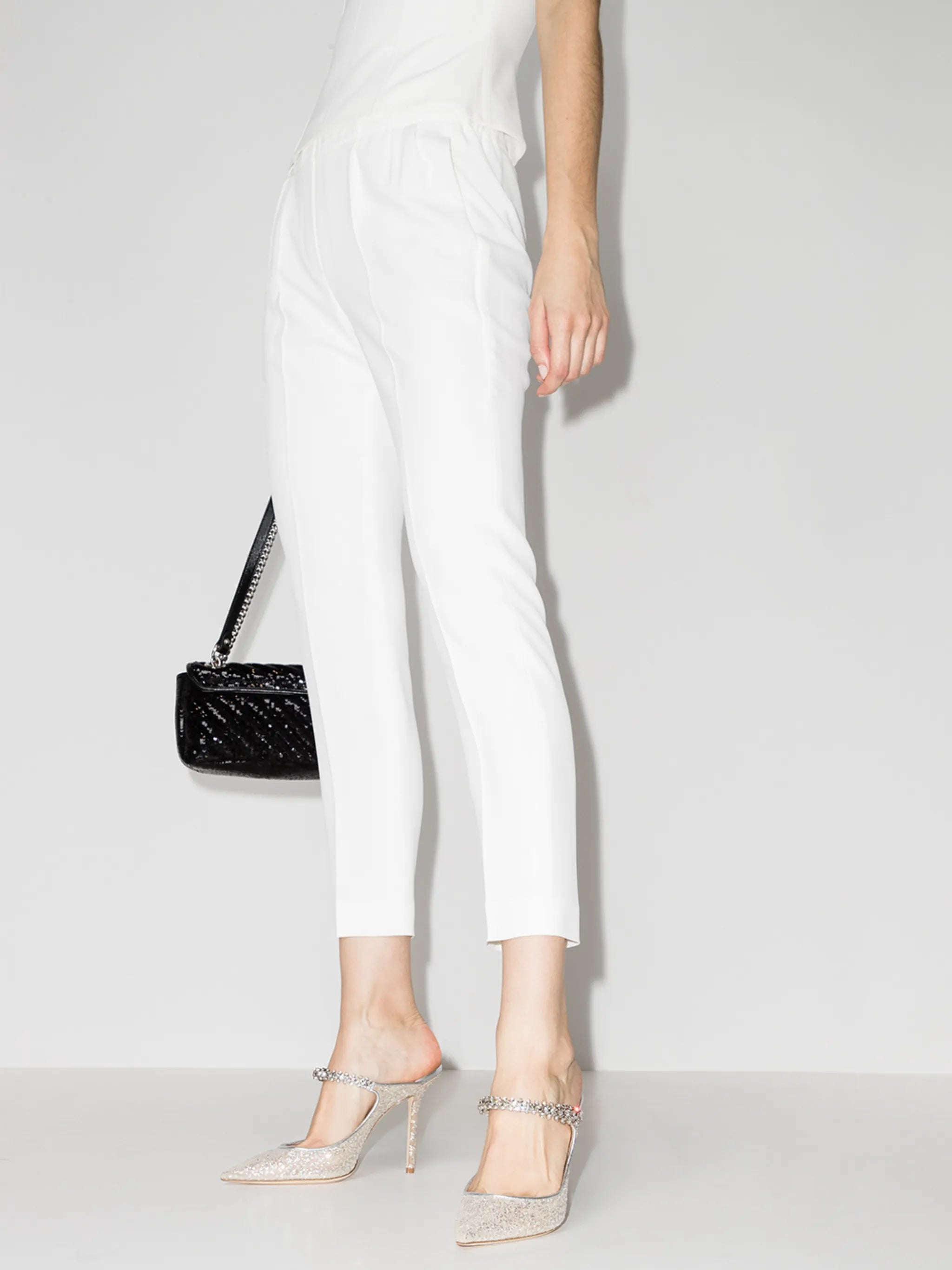Bing 100mm crystal-embellished mules