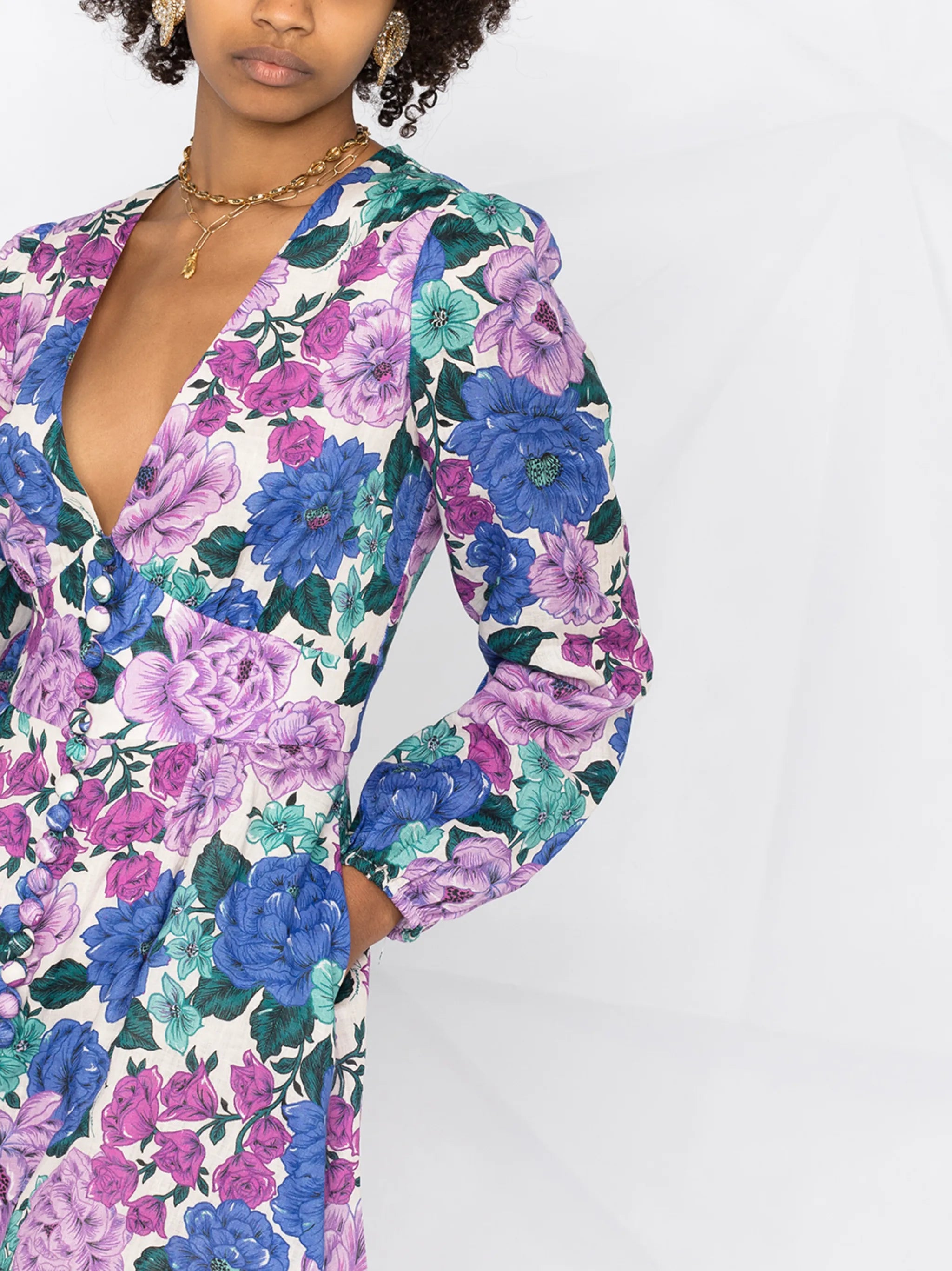 Poppy plunge-neck playsuit