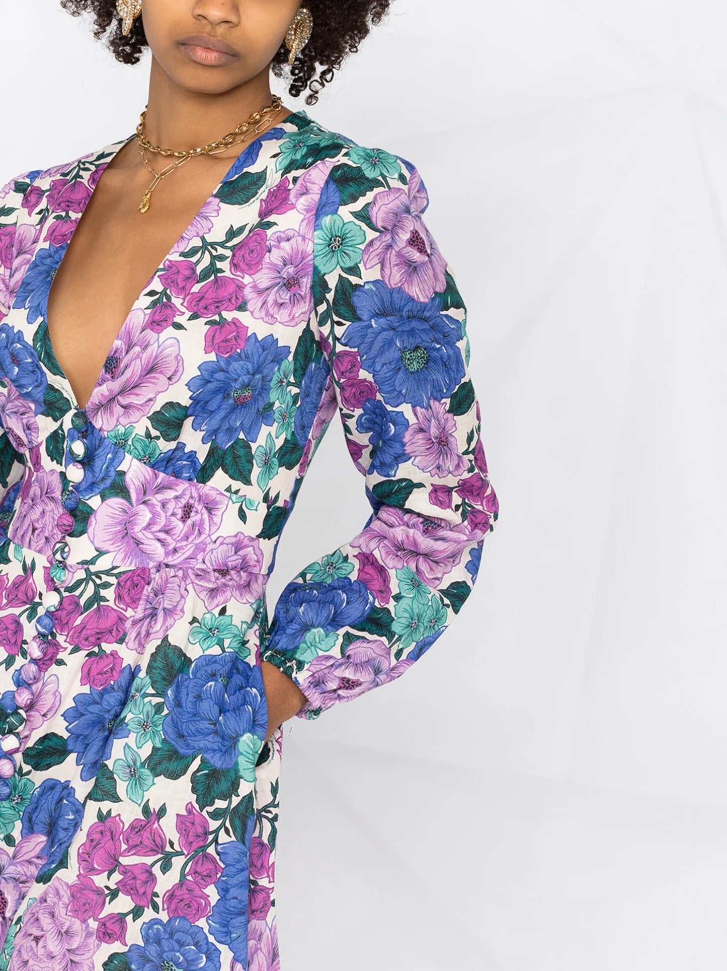 Poppy plunge-neck playsuit