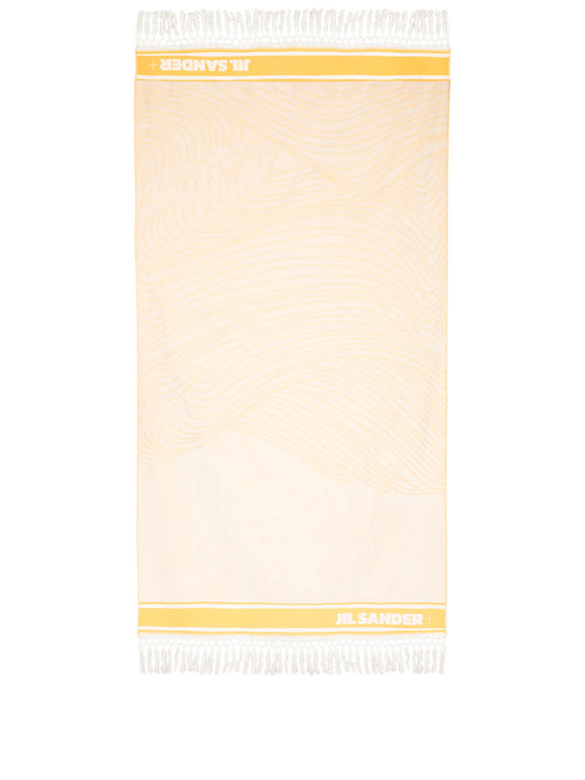 fringed logo print beach towel