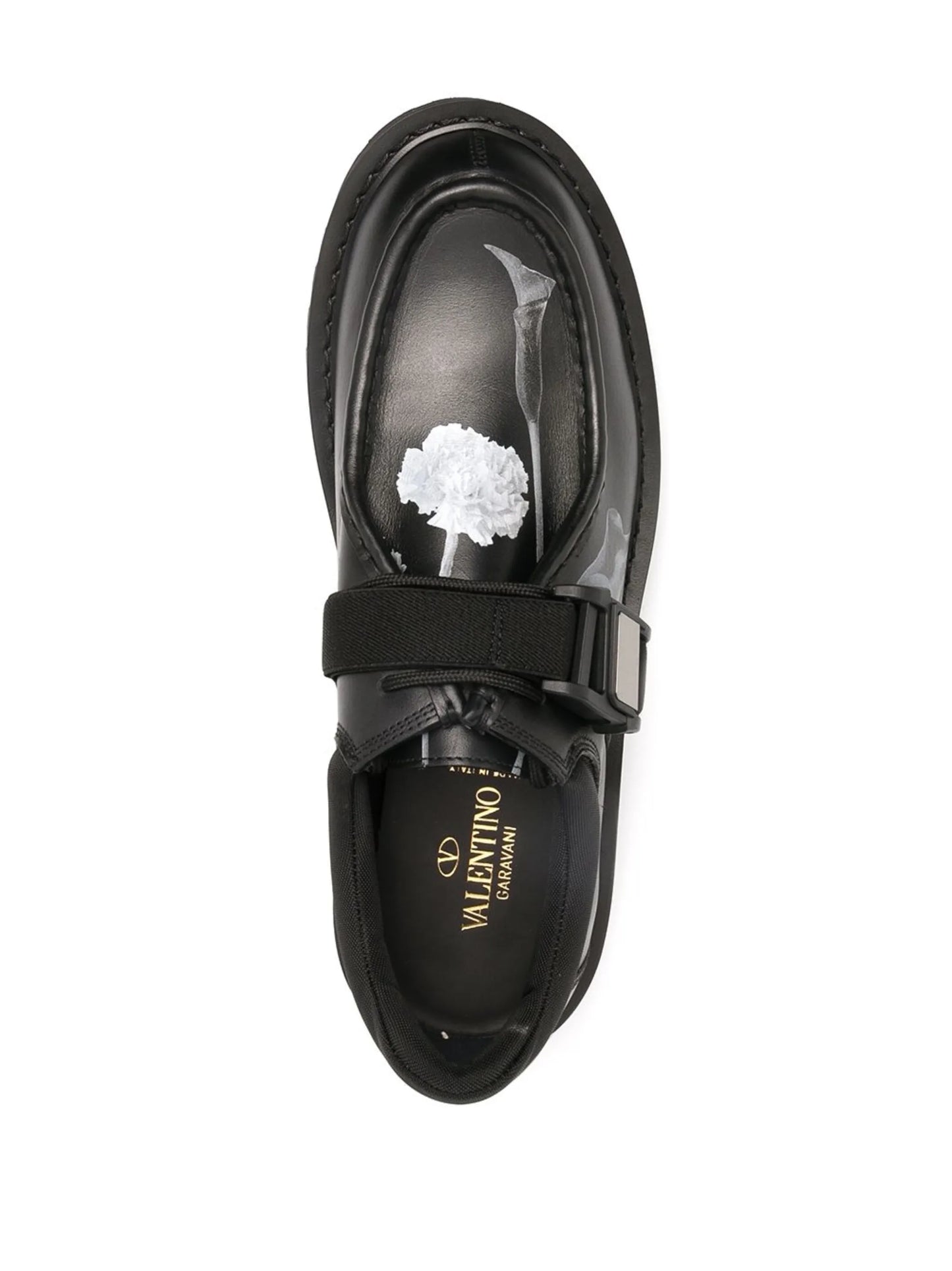 Flowersity leather buckle shoes