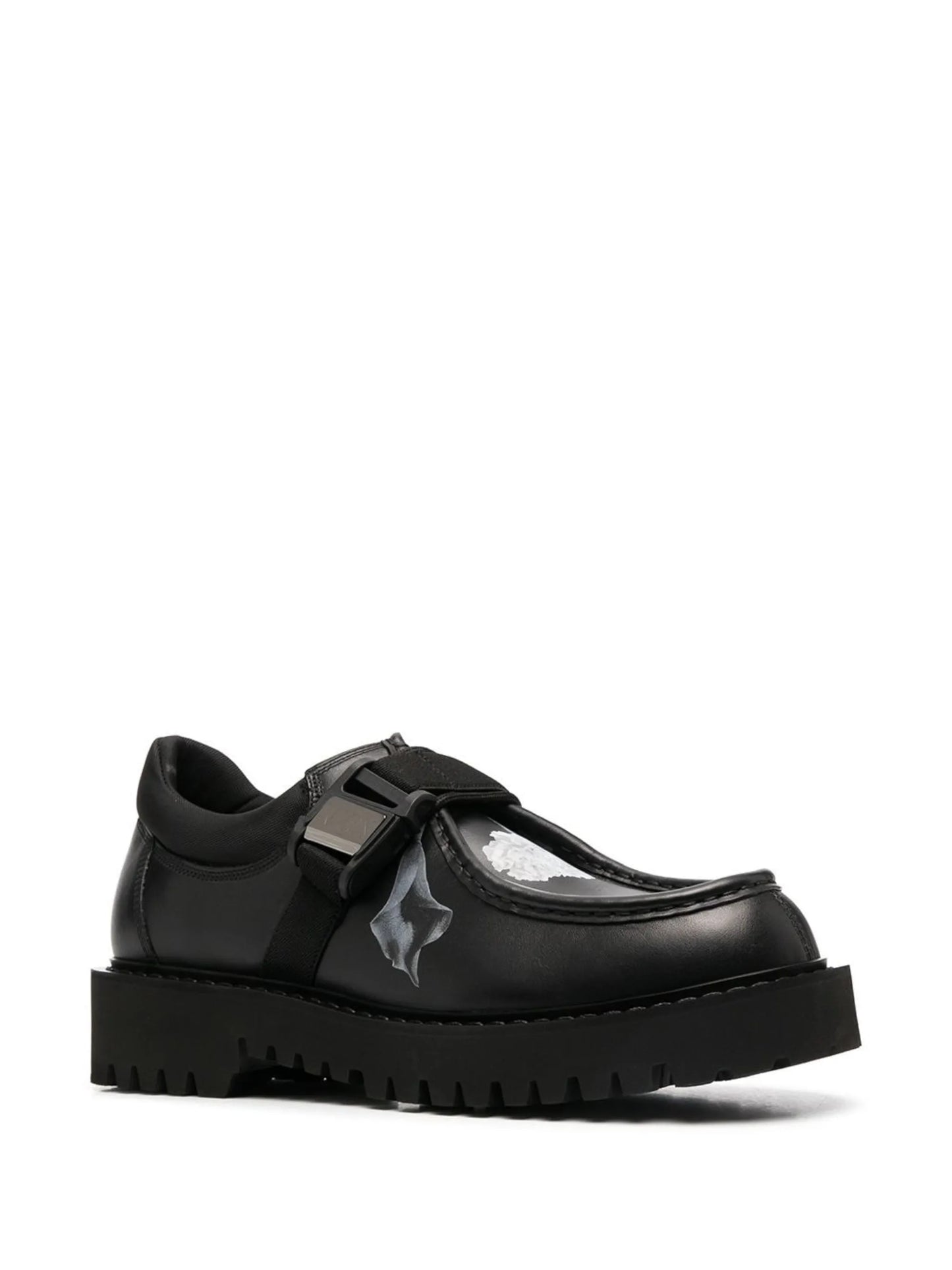 Flowersity leather buckle shoes