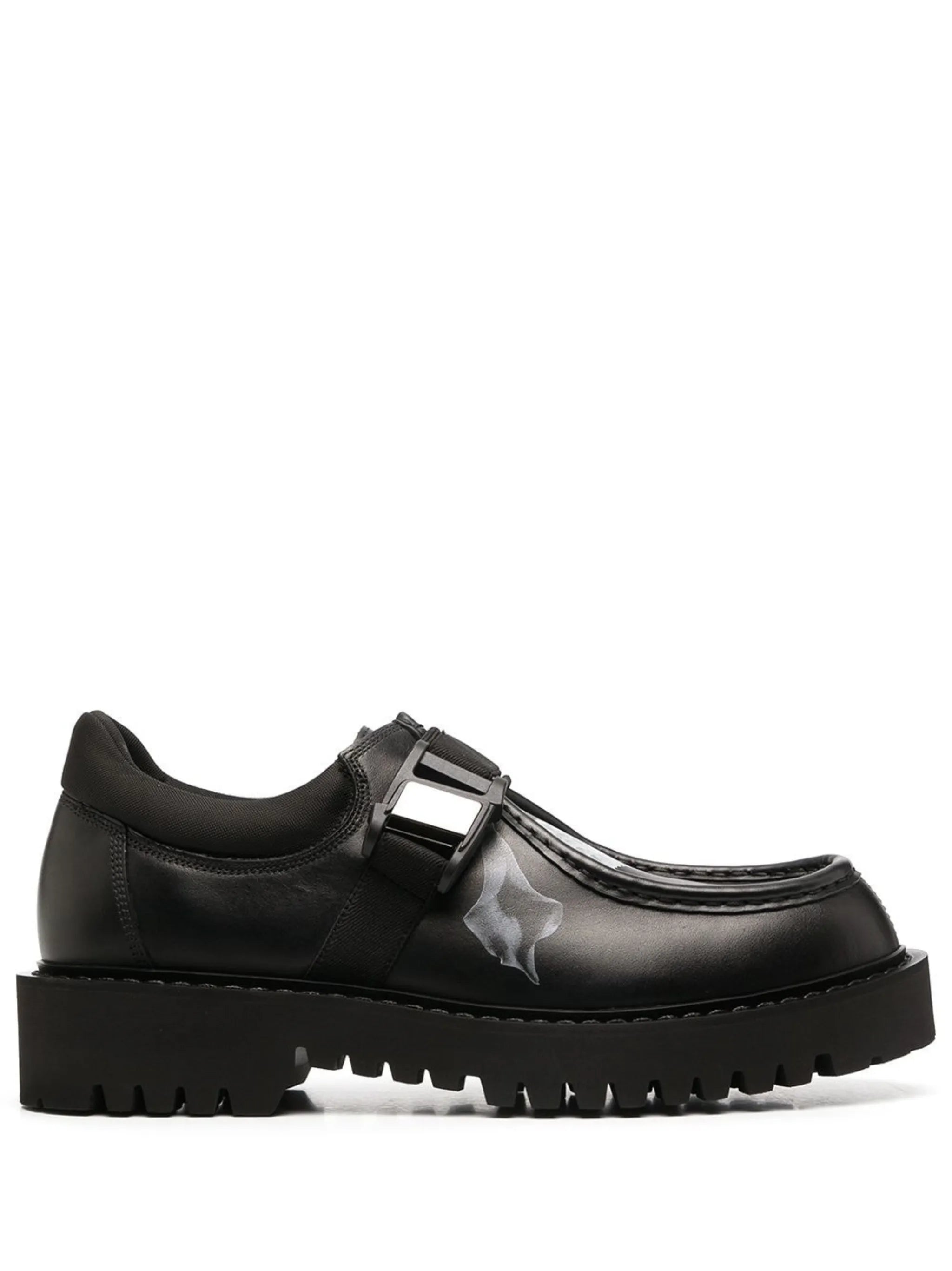 Flowersity leather buckle shoes
