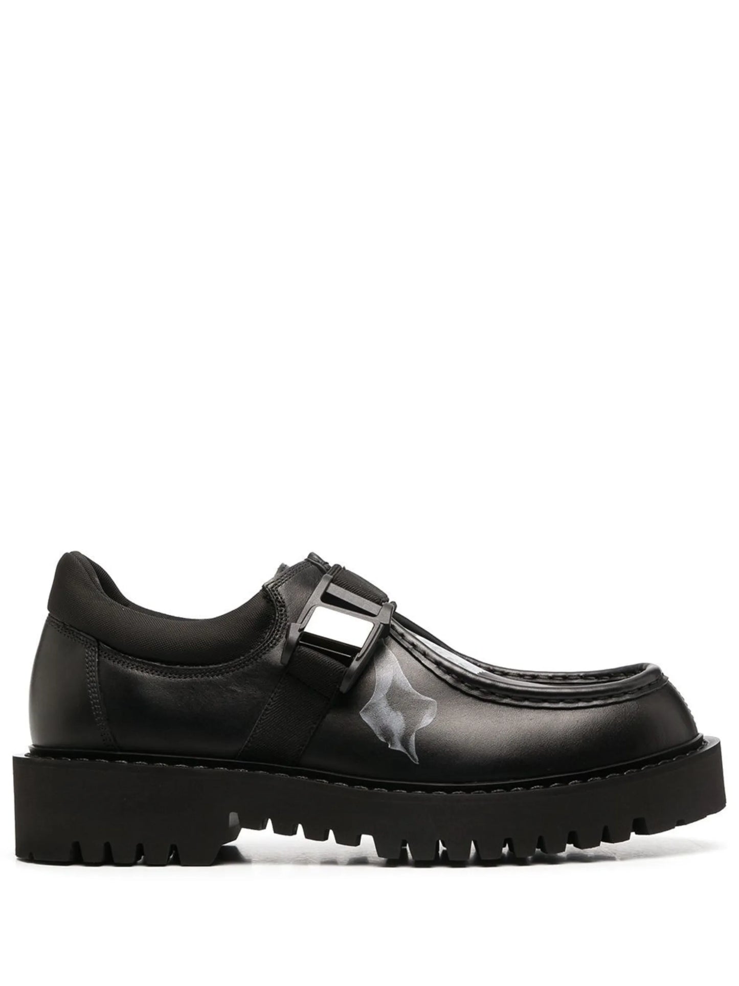 Flowersity leather buckle shoes