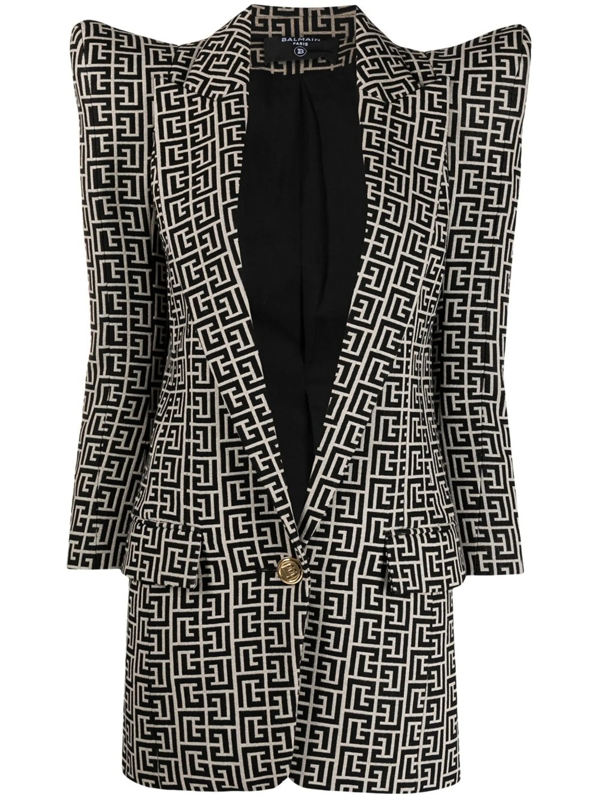 monogram-pattern wool blazer