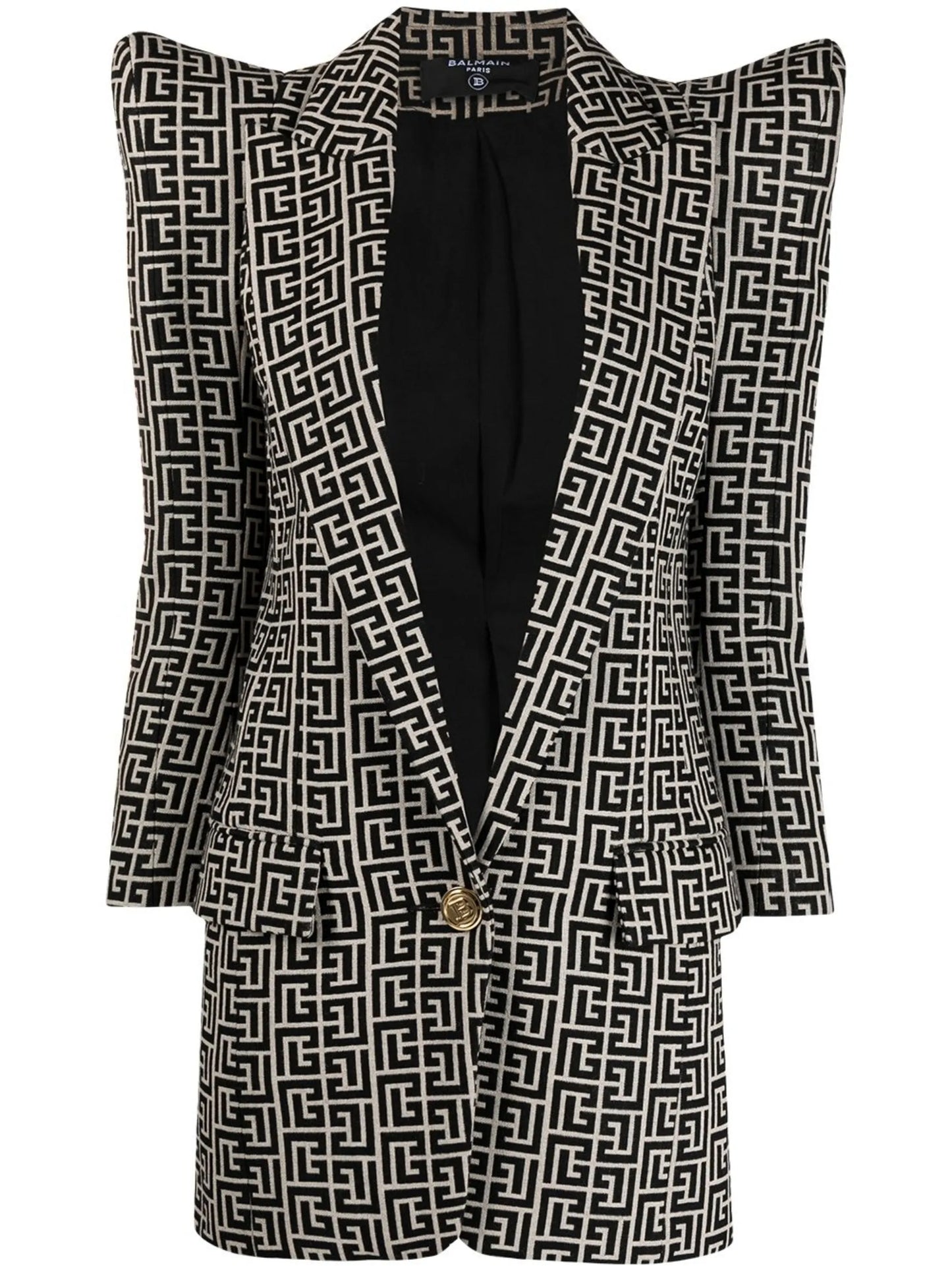 monogram-pattern wool blazer