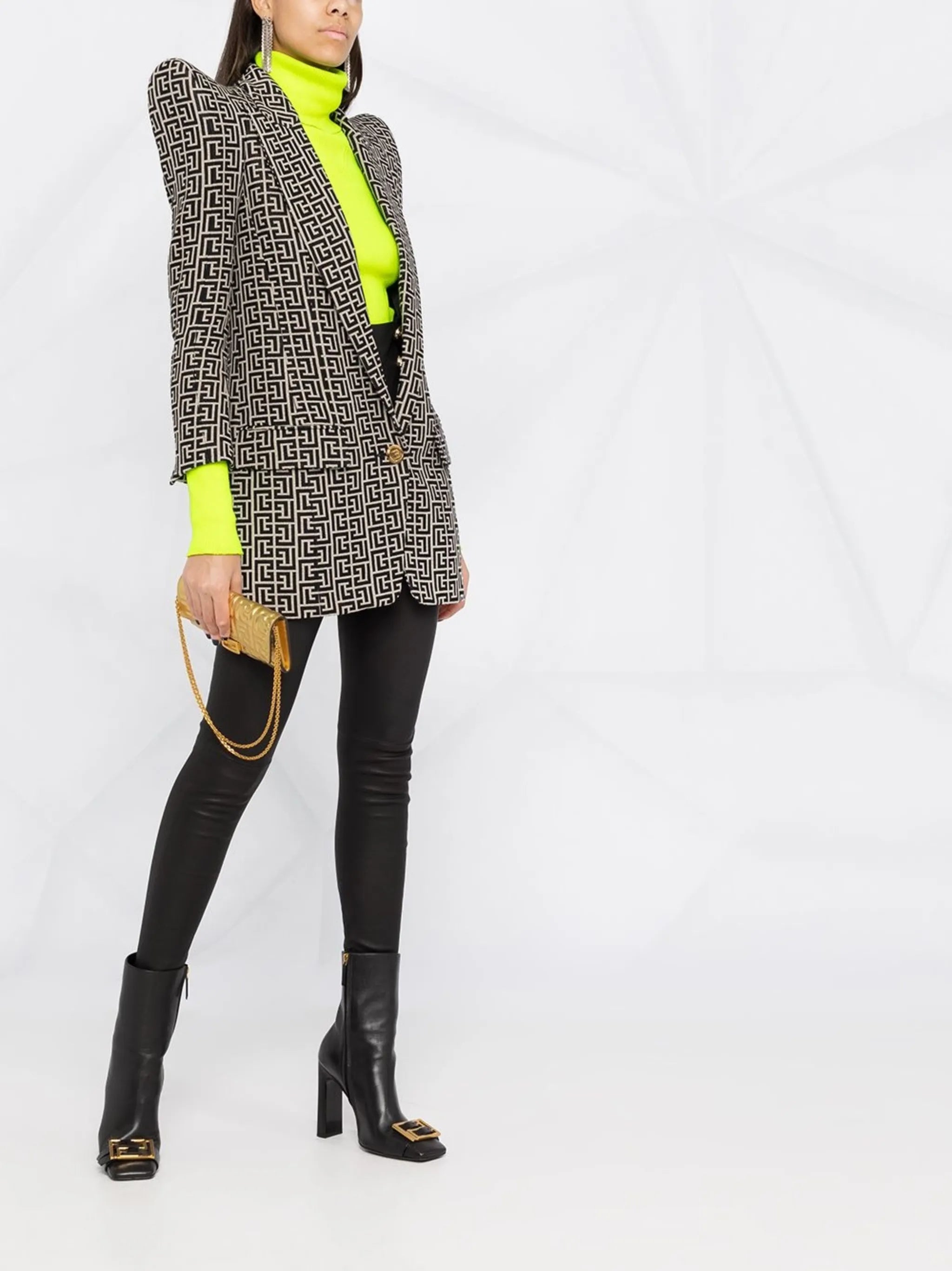 monogram-pattern wool blazer